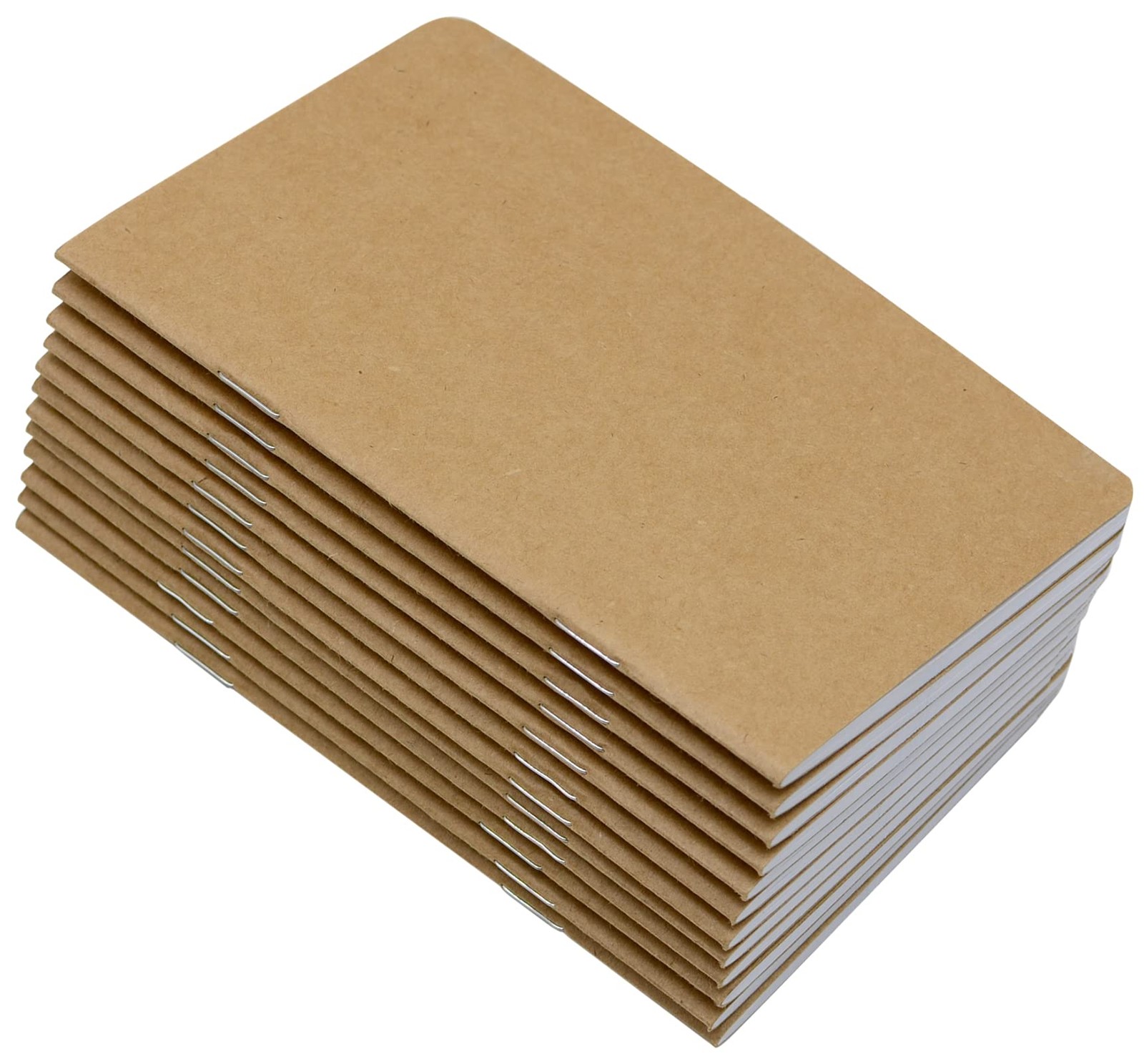 12 Pack Blank Pocket Notebooks Mini Brown Journals
