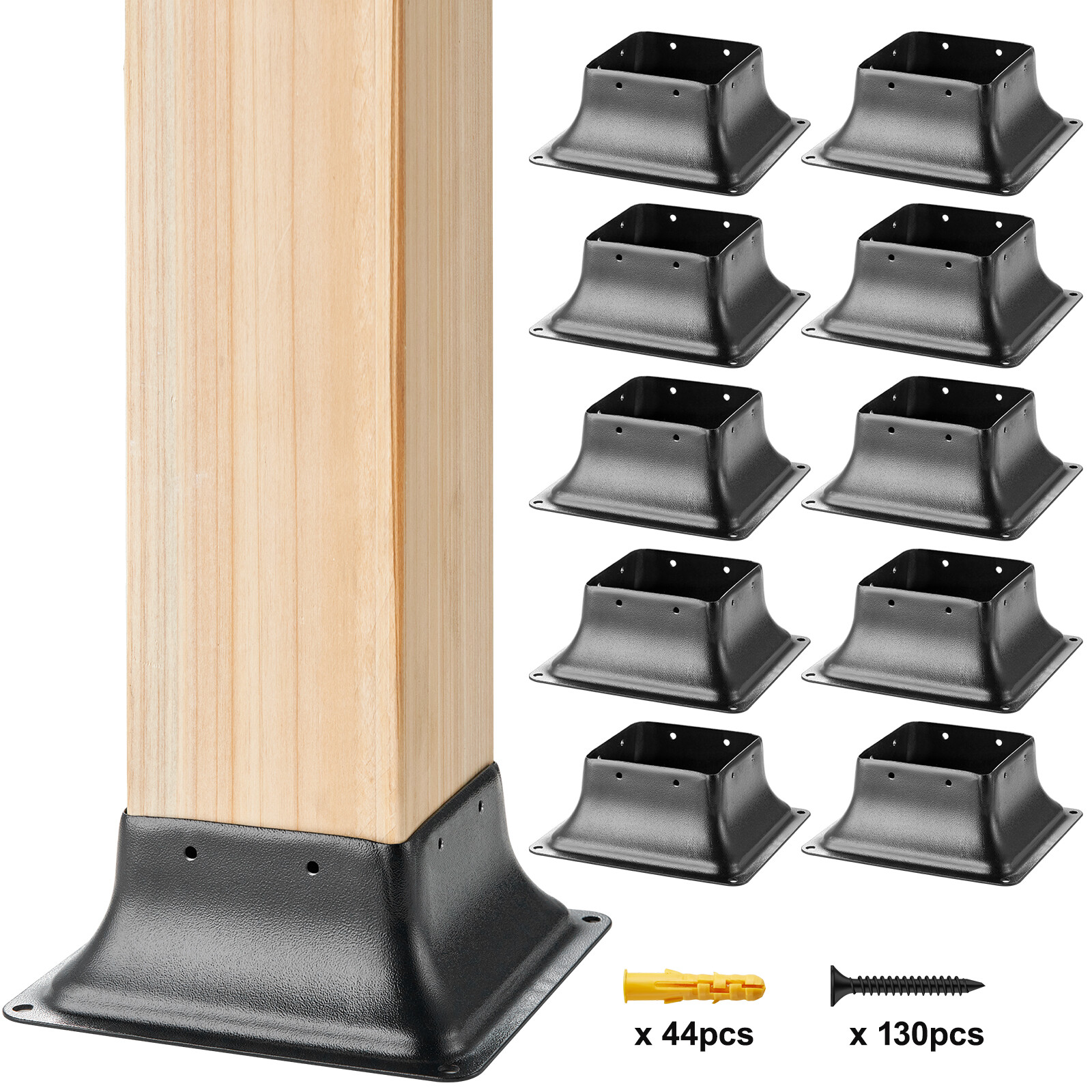 VEVOR 10Pcs 4×4 Post Base Brackets Heavy Duty for Standard Wood Post Anchor