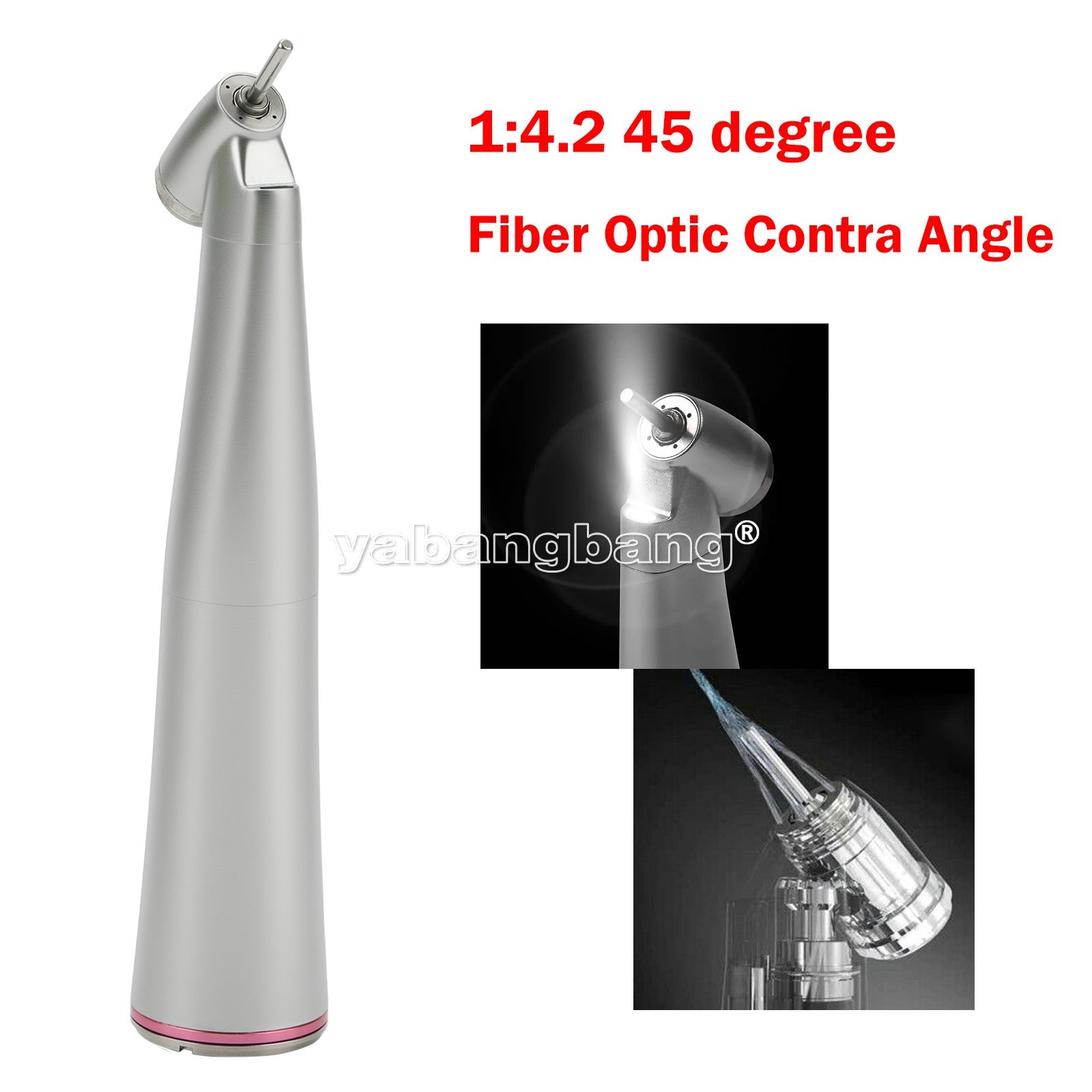 Dental 45° Angle push button head contra angle fiber optic 1:4.2 handpiece USA
