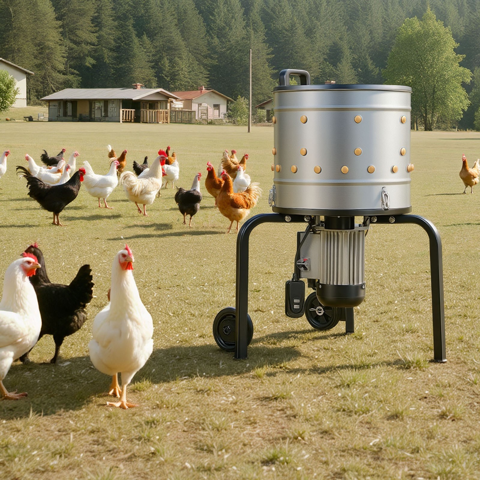 Uimoso 15.7″ Electric Poultry Plucker Machine550W,275RPM,114 Fingers,with Wheels