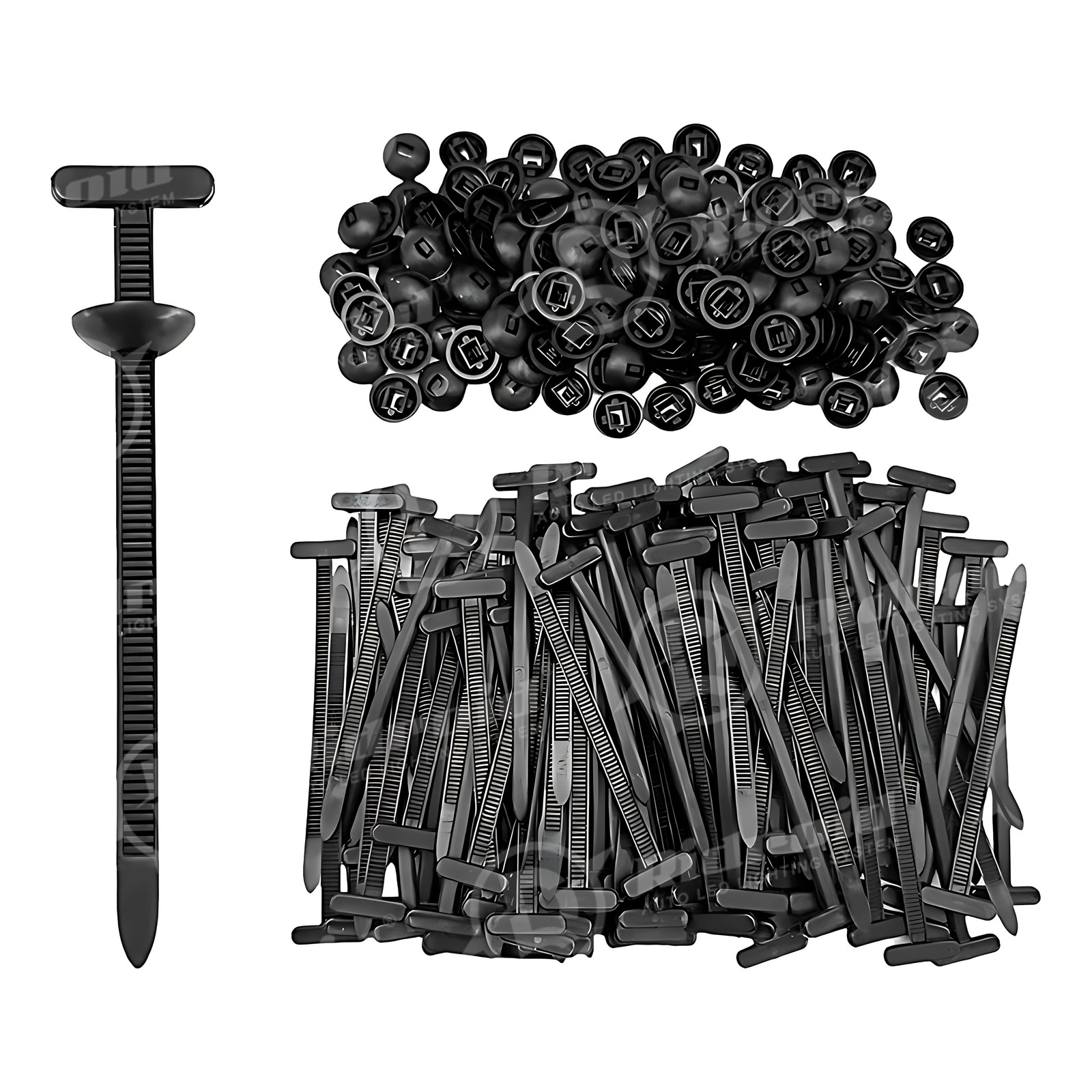 100x Universal Automotive Zip Tie Fastener Clips T-Style Car Wire Management