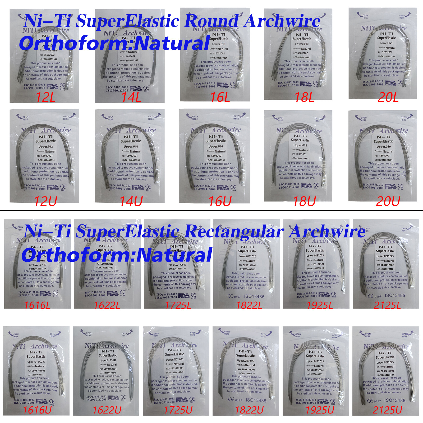 Alambre de ortodoncia dental redondo/rectangular Niti Super Elastic Natural