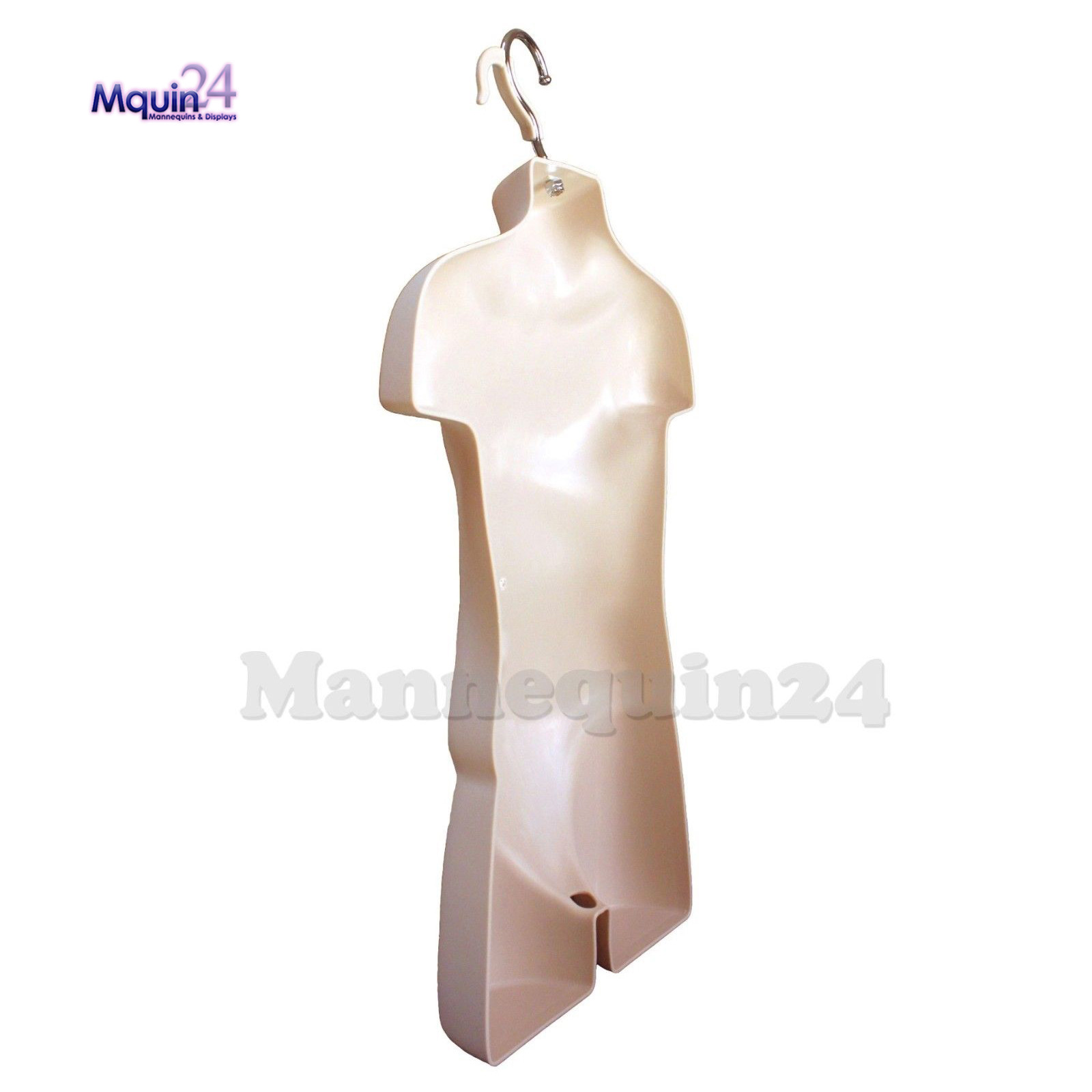 4 MANNEQUINS : FLESH MALE FEMALE CHILD & TODDLER TORSO HANGING DRESS FORMS