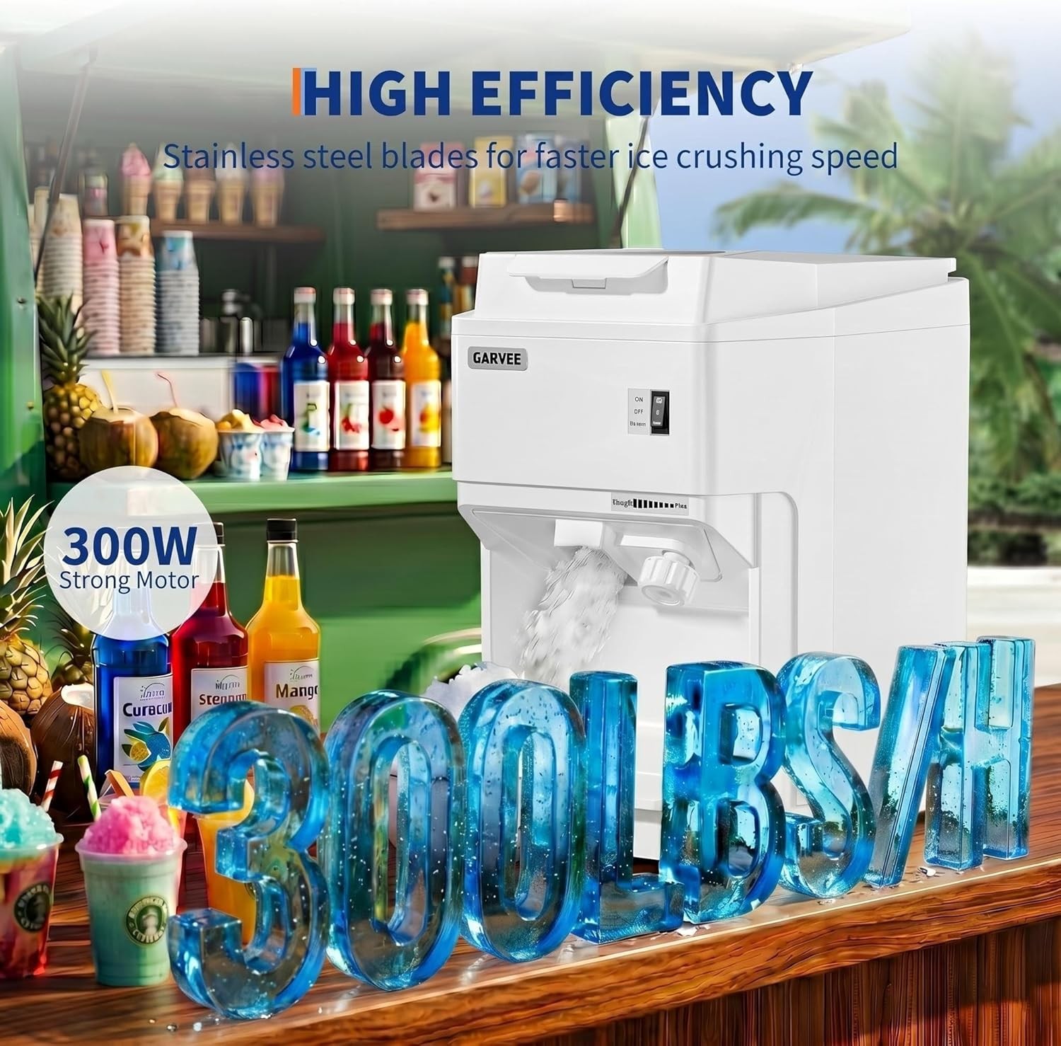 Commercial Ice Shaver Crusher, Electric Snow Cone Maker 300/950/1200LBS/H NEW