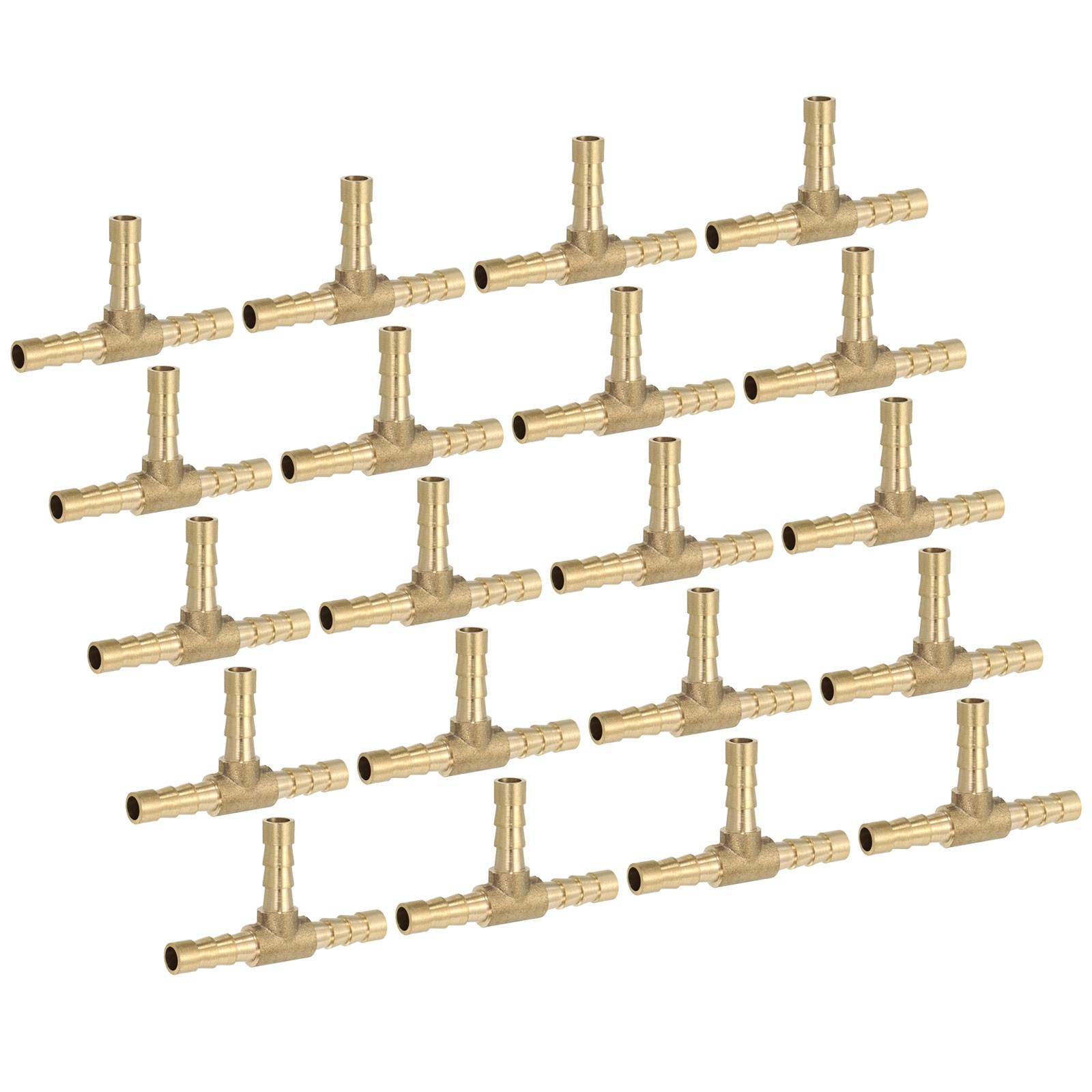20 Pcs 1/4″ Brass Tee Barb Hose Fitting 3 Way Adapter Union Barbed Split Golden