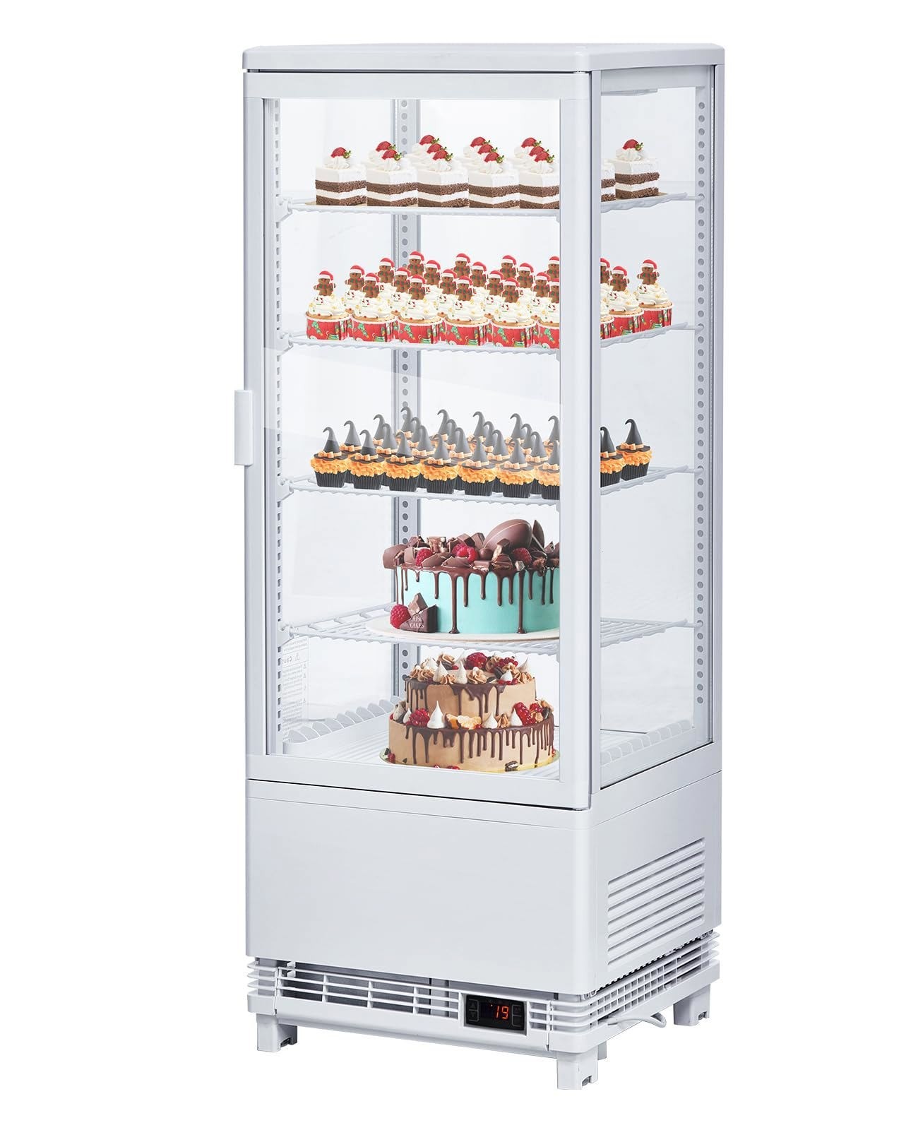 3.5 Cu Ft Commercial Display Fridge Double Glass Door For Outdoor Kitchen White