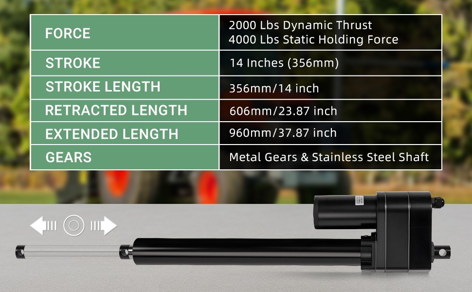 VORGENS 14″ Stroke LINEAR ACTUATOR 12V Replacement PA-17 Heavy Duty Electric