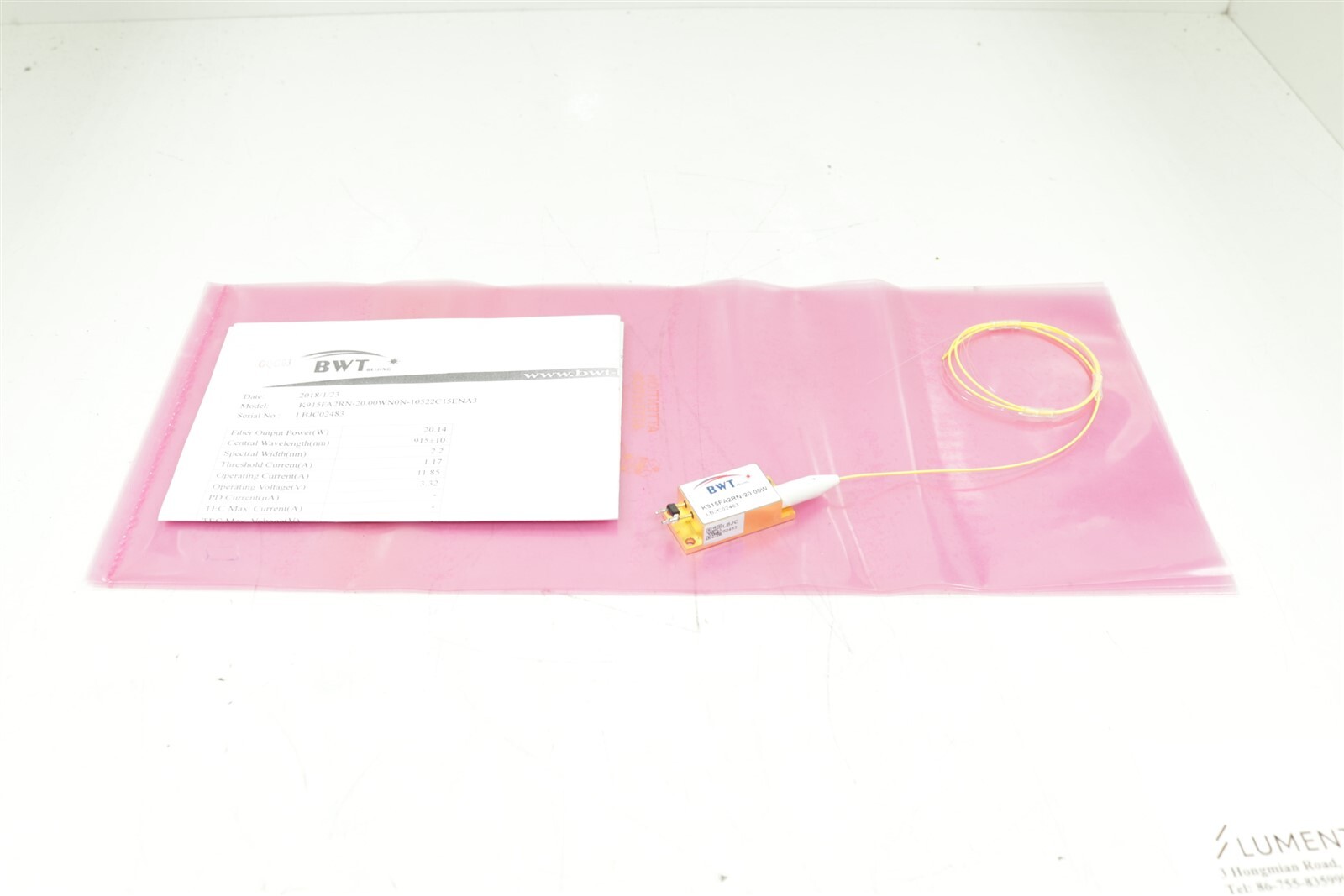 BWT K915FA2RN-20.00WN0N-10522C15ENA4 Laser Fiber Optical Cable Diode 20W/915nm