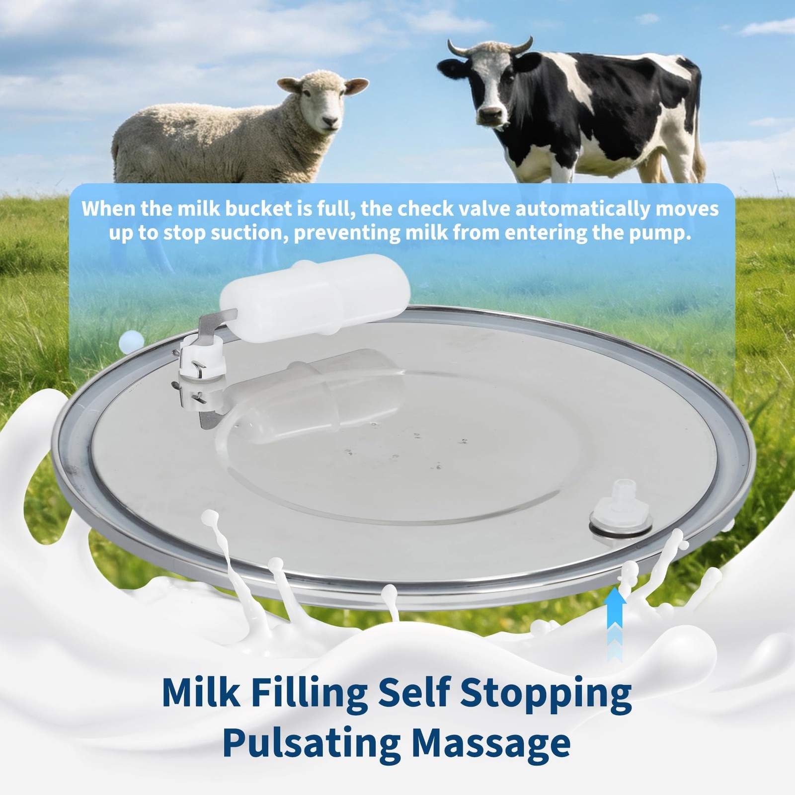 ⚡Electric Automatic Goat Milking Machine 3L W/304 Stainless Steel Bucket & Tubes