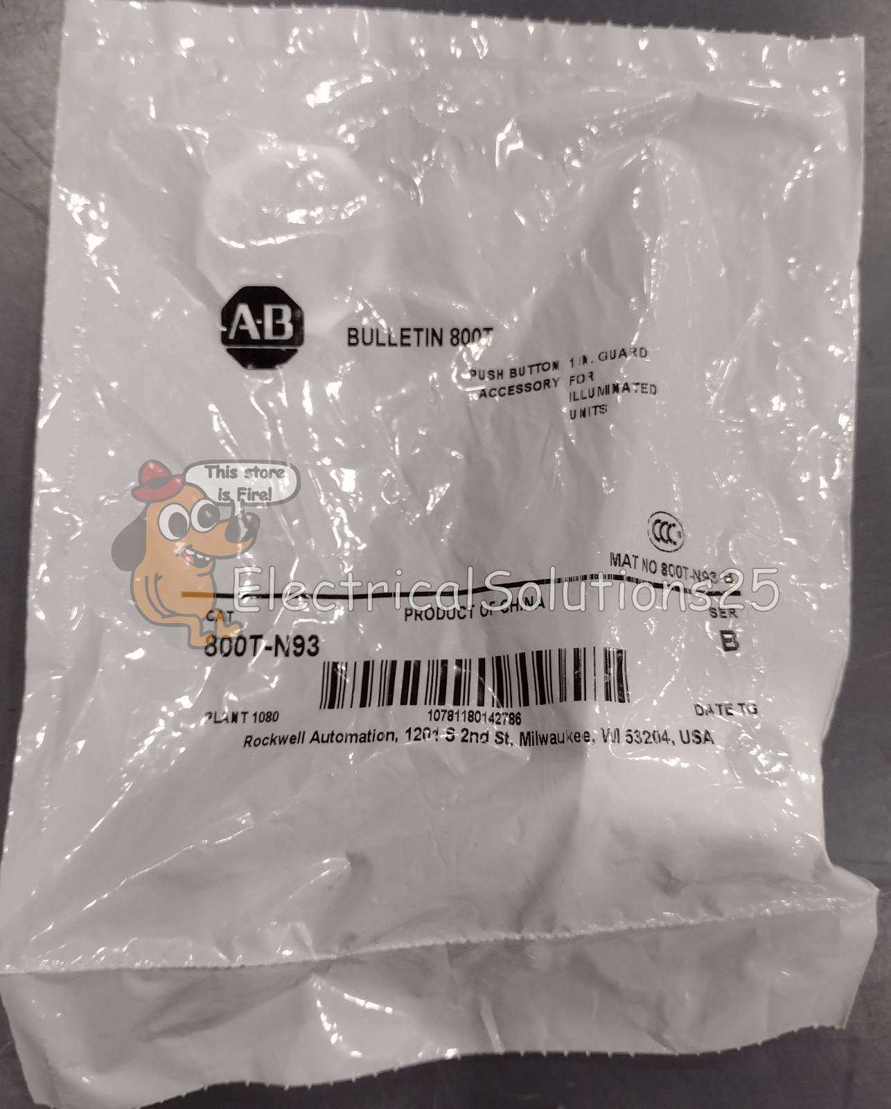 New Allen Bradley 800T-N93 1-1/2 in Guard Push Button Accessory – Free Shipping
