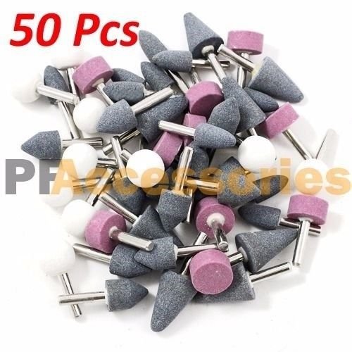 50 Pcs 1/4″ inch Assorted Mounted Stone Point Abrasive Grinding Wheel Bit Set