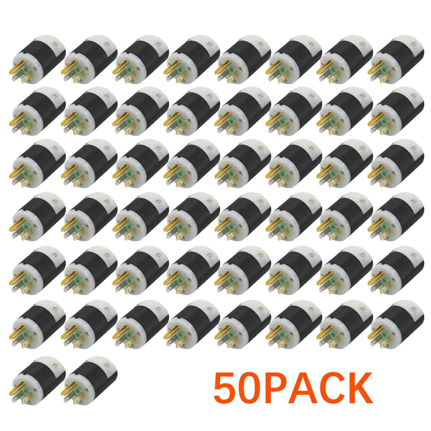 LOT 50x HBL5266C For AC Male Edison NEMA 5-15P Plug 15A 125V Connector CL/BK