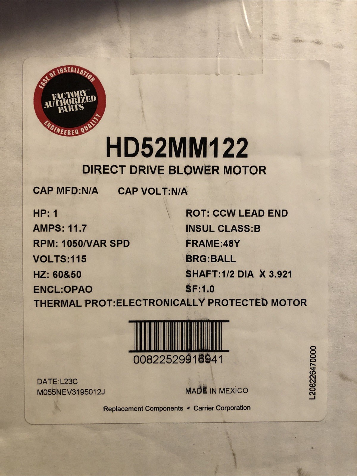 Direct Drive Blower Motor HD52MM122