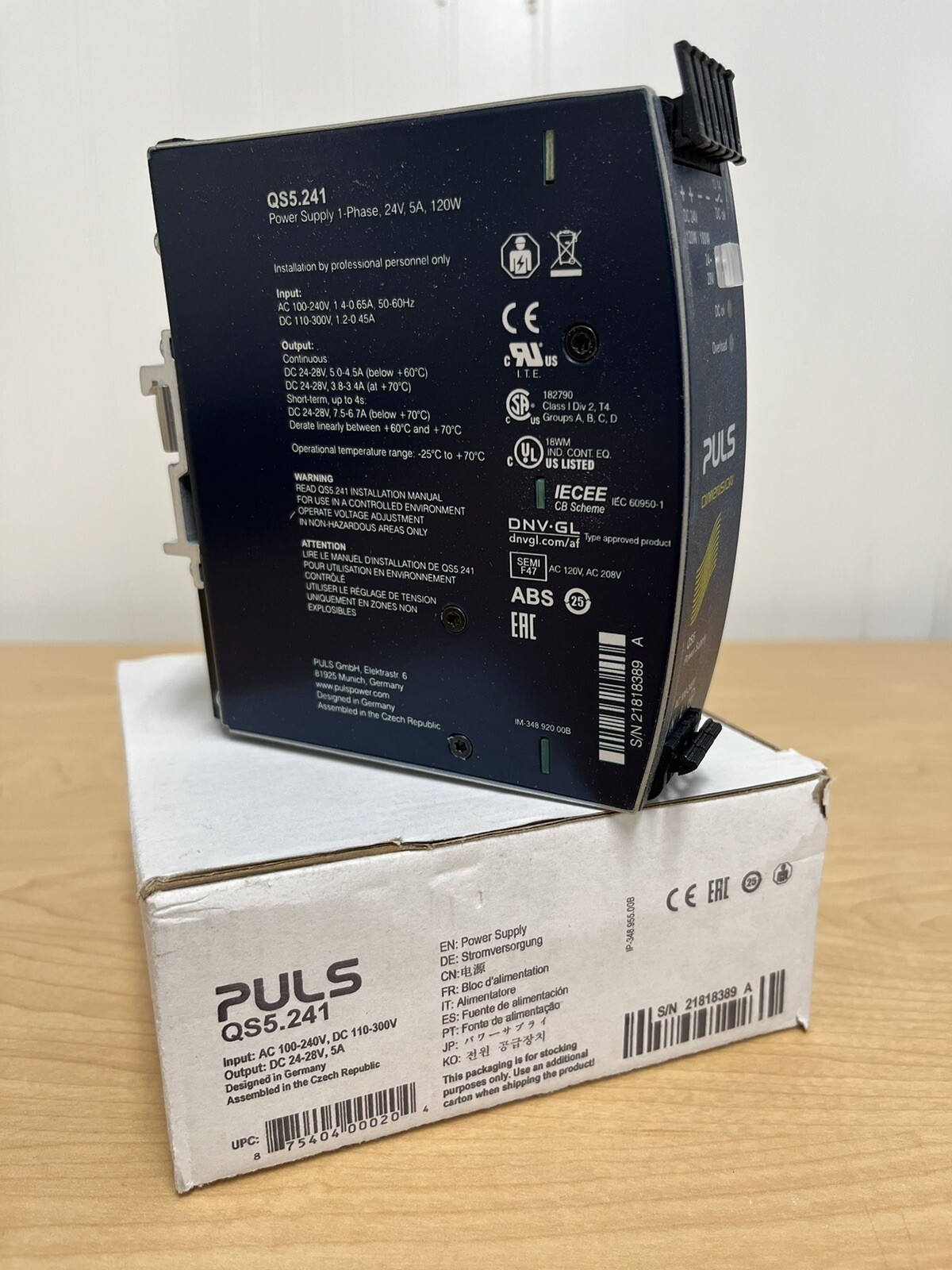 NEW! PULS QS5.241 Power Supply Input AC 100-240V DC 110-300V Output DC 24-28V 5A
