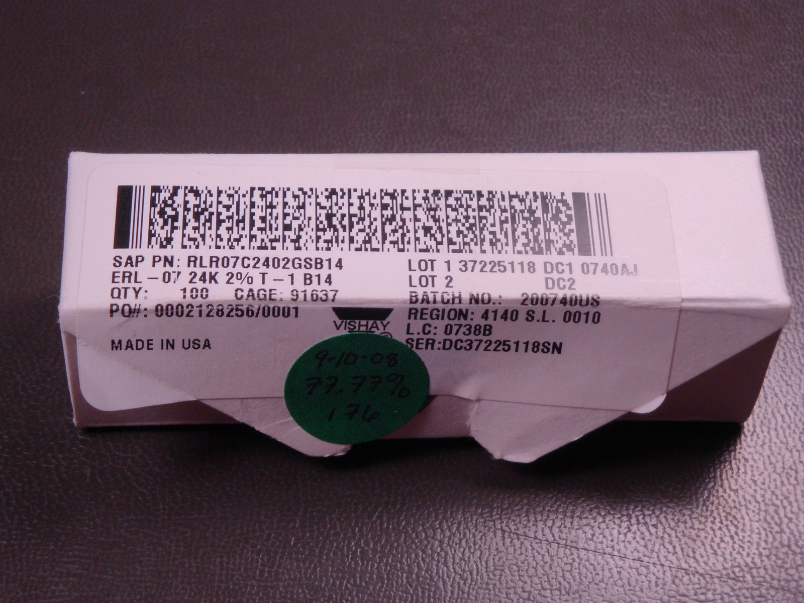 Lot of 46 RLR07C2402GS Vishay Metal Film Resistor 24k Ohm 2% 250mW 1/4W Axial