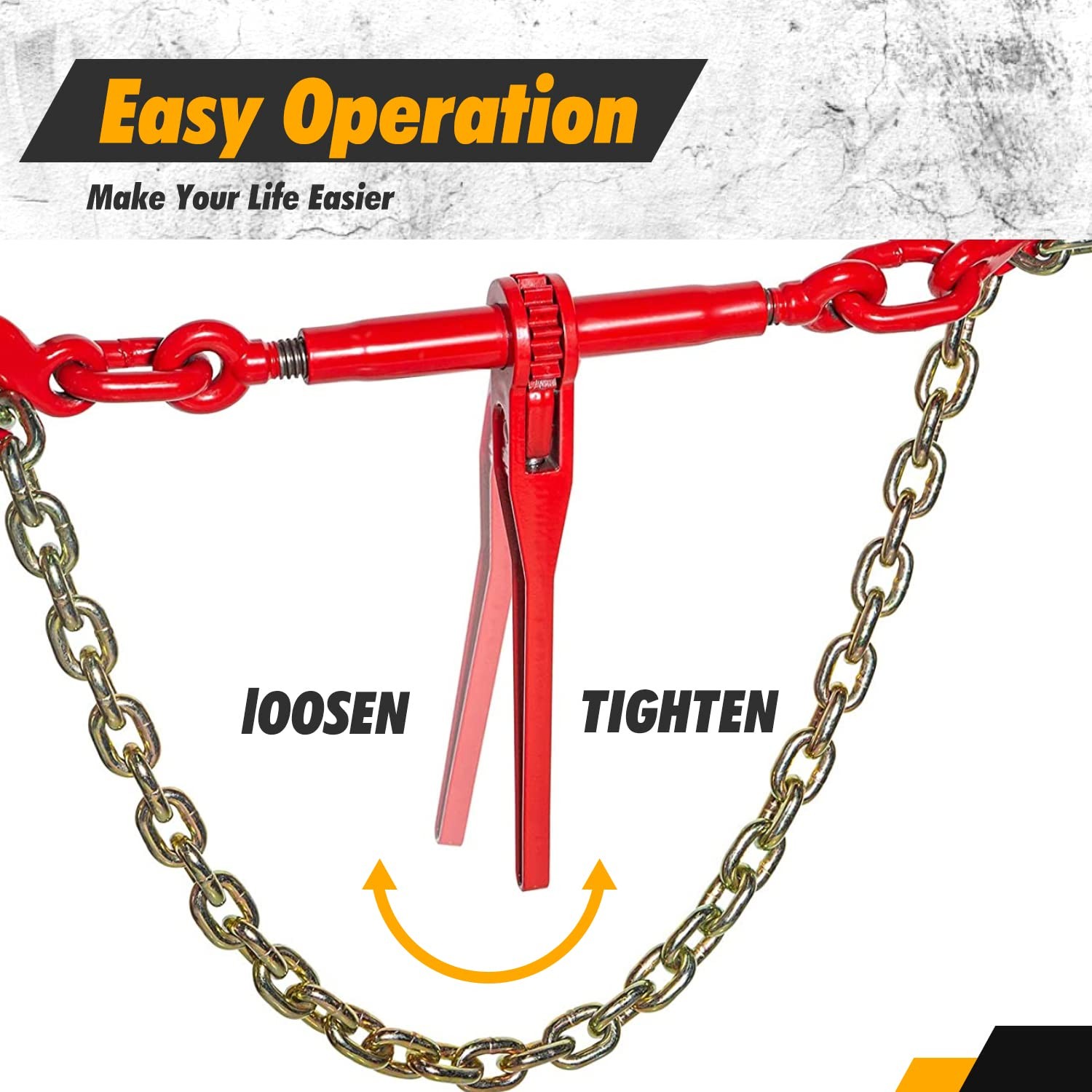 2PCS Ratchet Load Binder Chain and Binder Kit 3/8″-1/2″, 10′ Chains Hauling