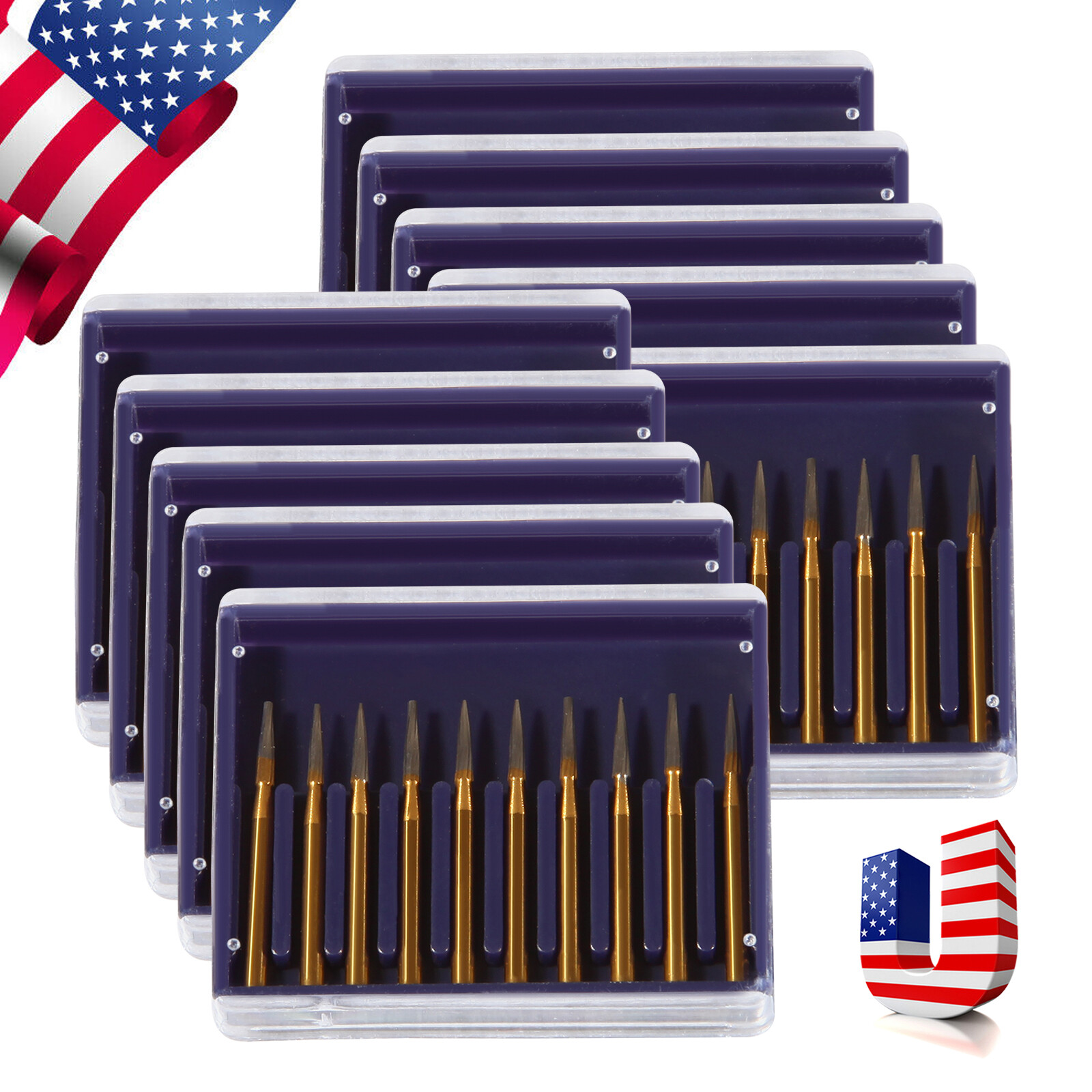 Dental Tungsten Carbide Gold Burs Trimming & Finishing & Polishing Flame 7901