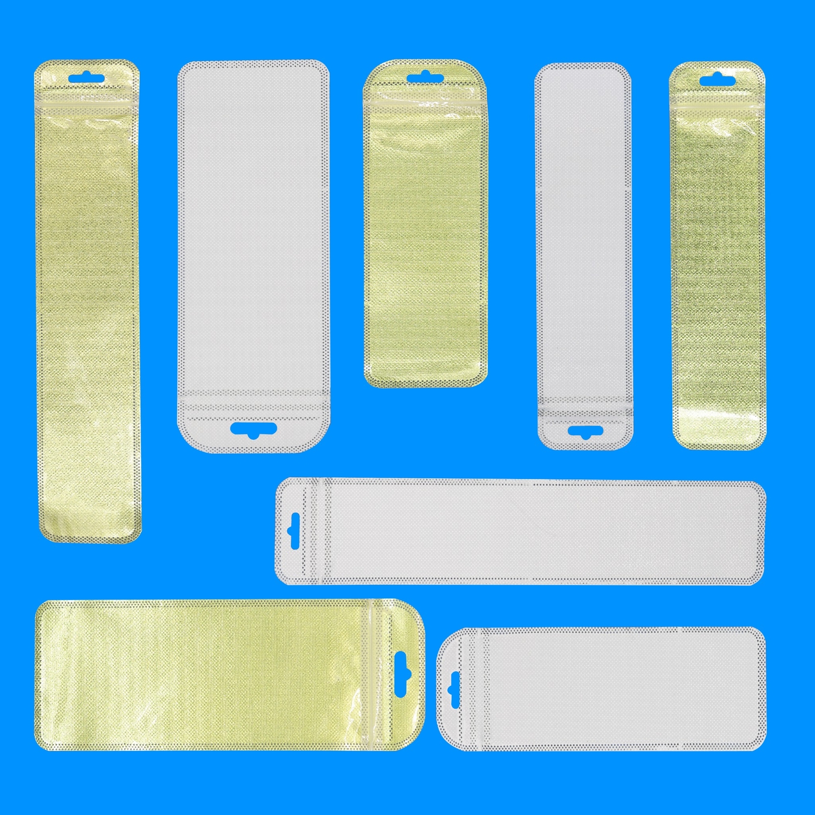 100 Clear & Non-Woven Gold Flat Resealable Hanging Bags for Small Acessories