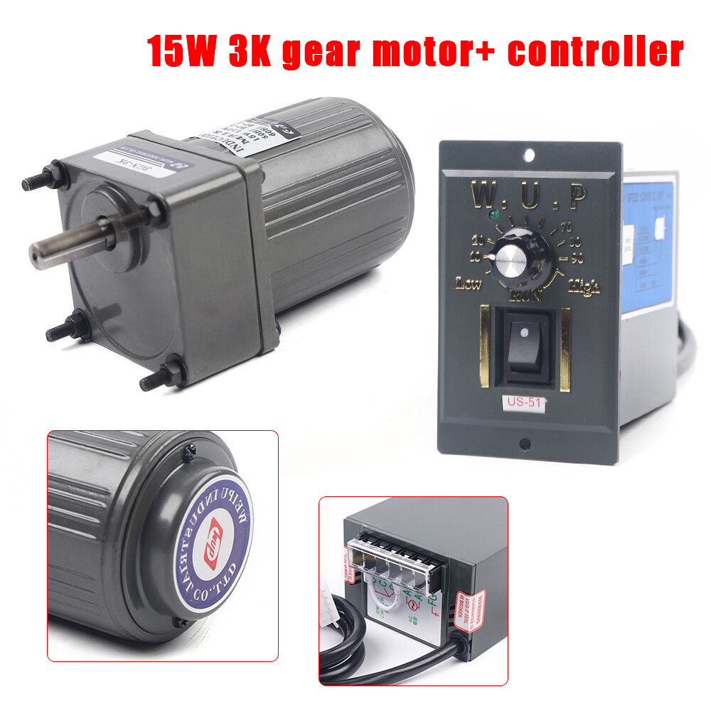 15W AC Gear Motor Electric Single-phase Motor Reduction Ratio 1:3 110V 450RPM