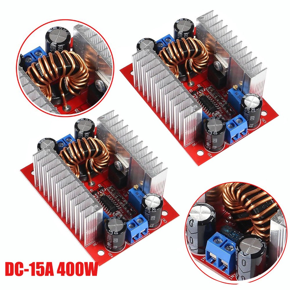 2Pack 400W 15A DC-DC Boost Converter Step Up Voltage Module 8-50V to 10-60V