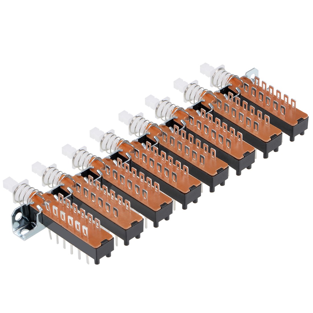 Interlock Push Button Switch Piano Type 4PDT 12 Pins 8 Row