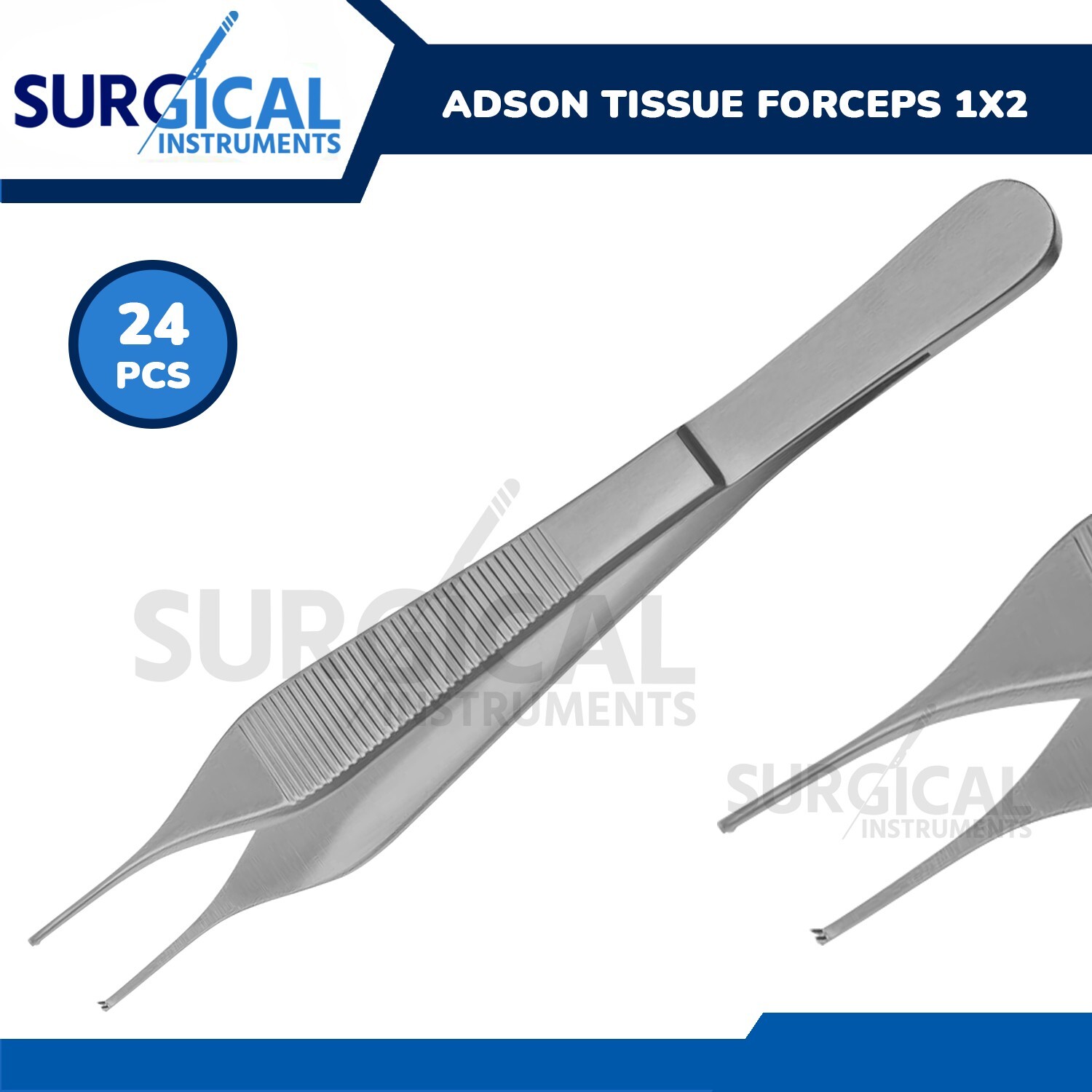 24 Pcs Adson Tissue 1 x 2 Teeth 4.75″ Forceps Surgical Veterinary German Grade