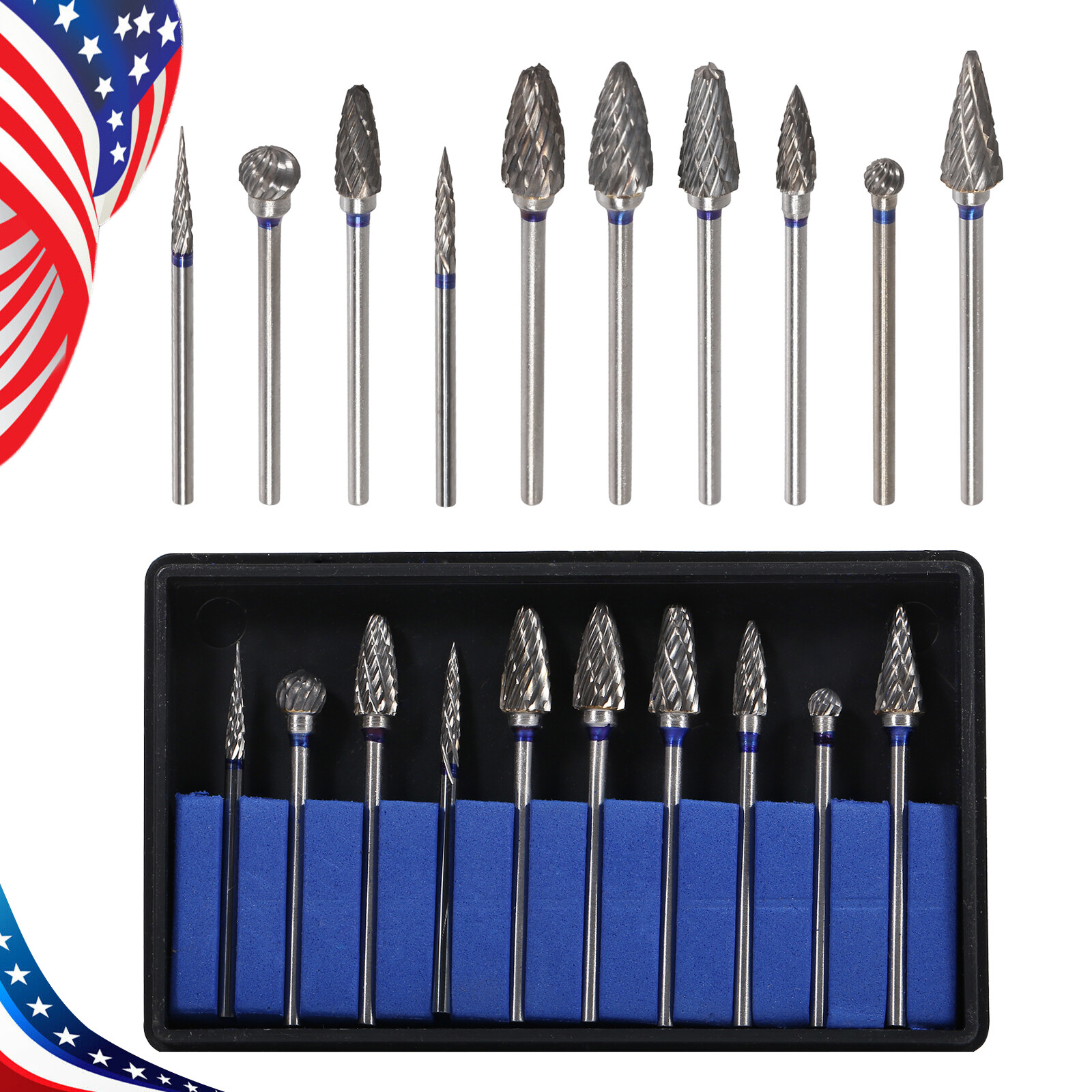10 Pcs Dental Lab Polishing Bur Drills Tungsten Steel Carbide Burs Burrs 2.35MM