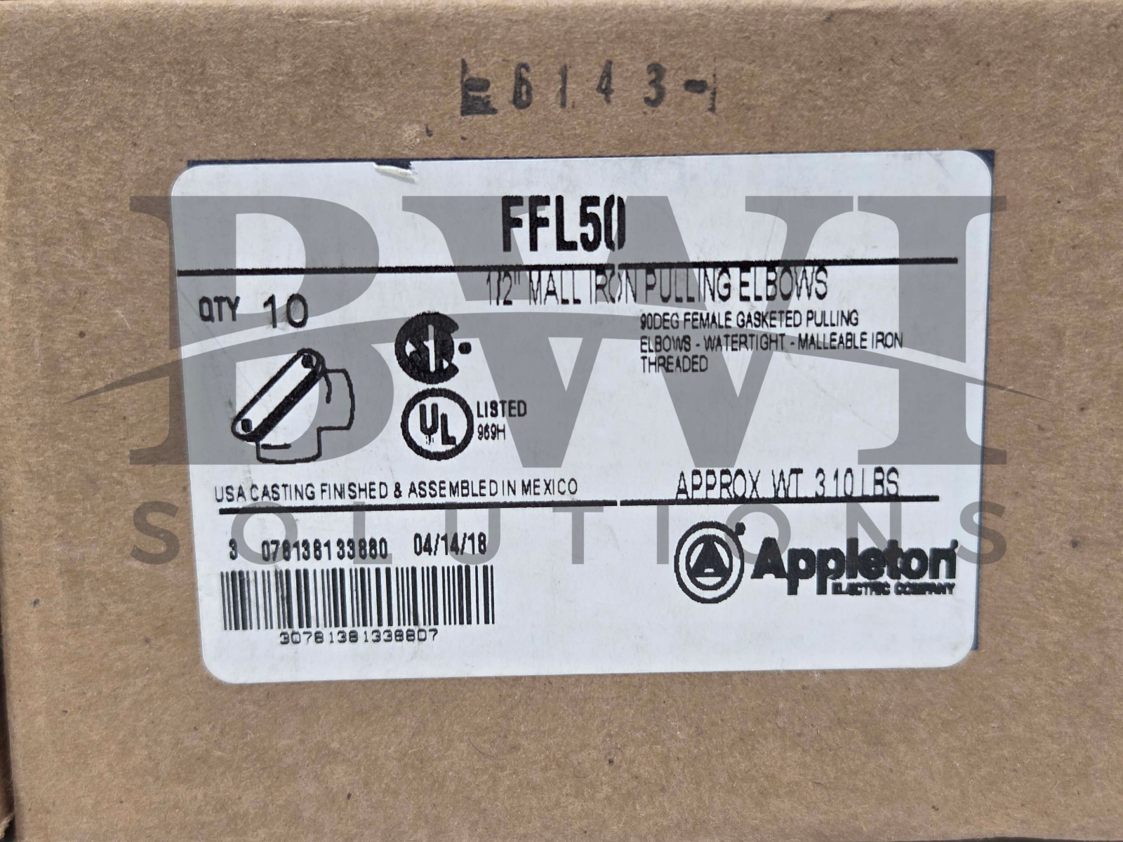 NEW Appleton FFL50 Malleable Iron Pulling Elbows 1/2 IN Female-Female Lot of 28