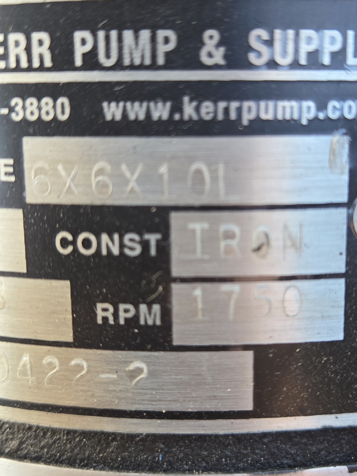 HAYNES VERTICAL CENTRIFUGAL PUMP 6552-9 SIZE 6x6x10L.