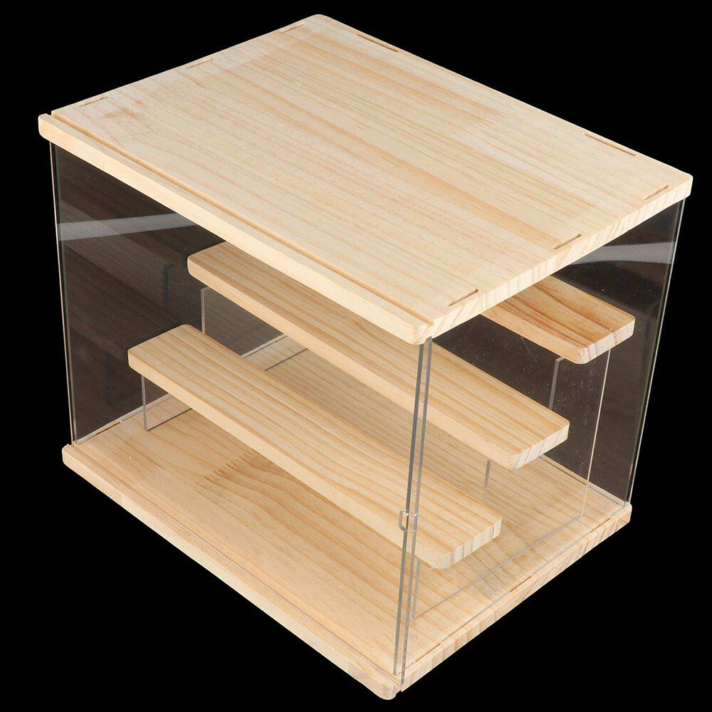 4-Tiers Large Acrylic Display Case Storage Wood Box Display Shelf 30.5 *24*26cm