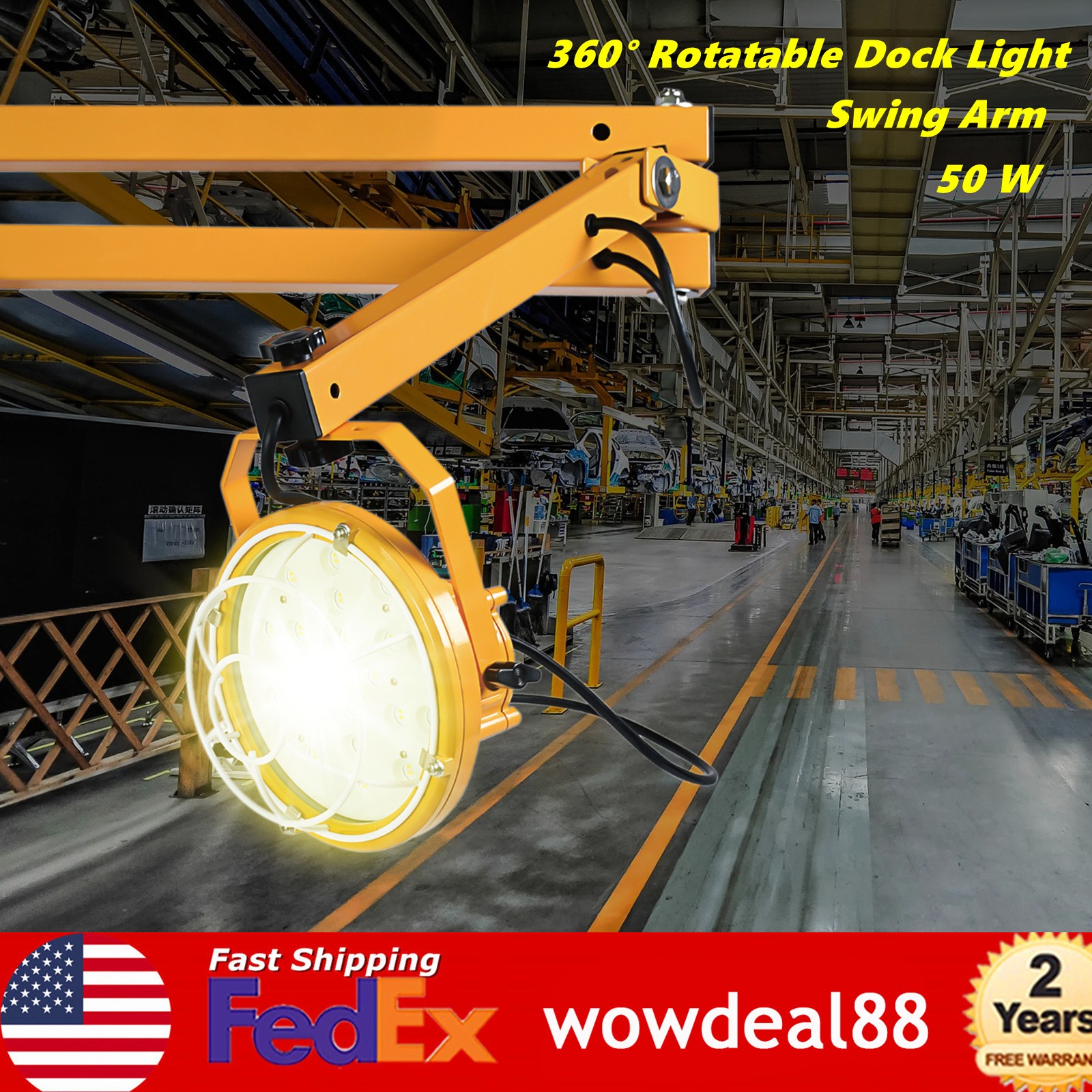 50W Loading Dock Folding LED Lights Swing Arm Lamp For Warehouse Outdoor Work US