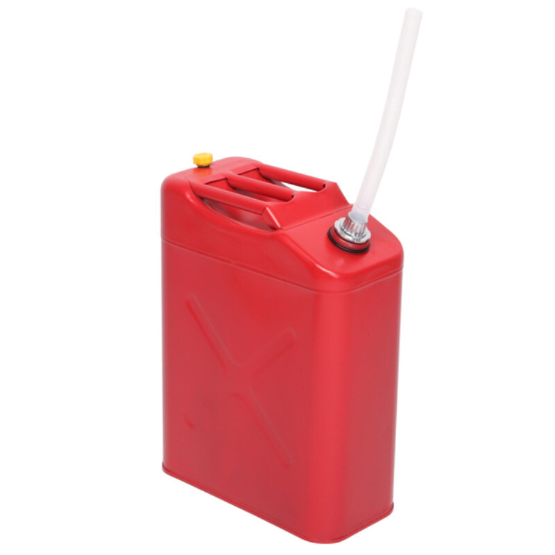 20L Cold-rolled Plate Petrol Diesel Oil Drum Red w/Plastic Oil Drain Pipe