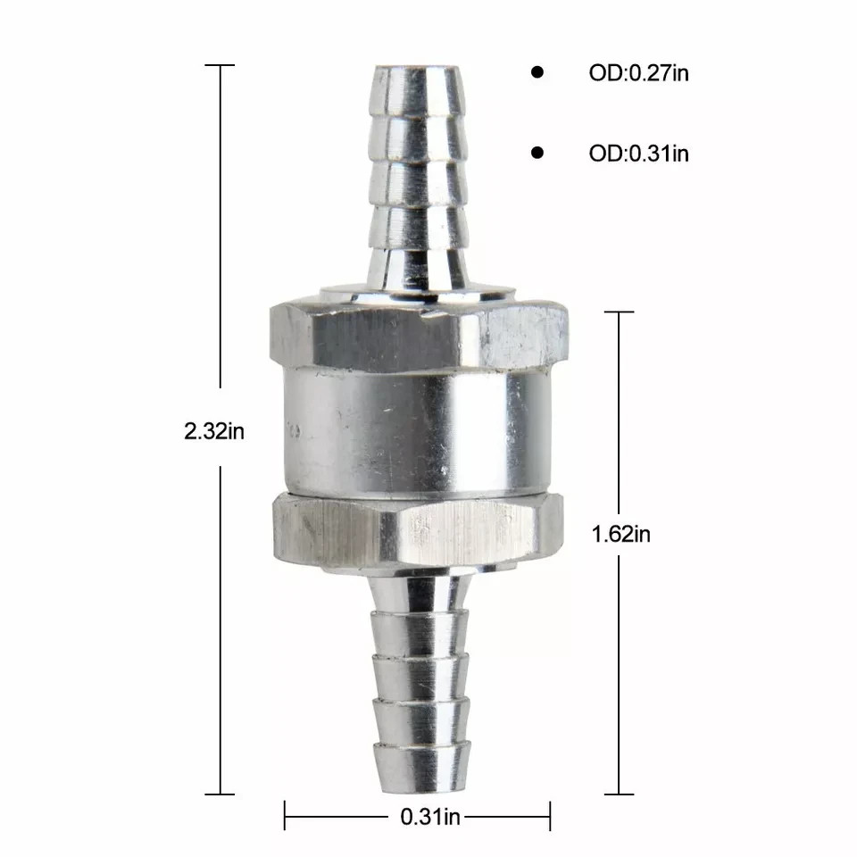 4 Pcs 8mm 5/16″ Fuel Non-Return One Way Check Valve Petrol Diesel Oil Aluminum