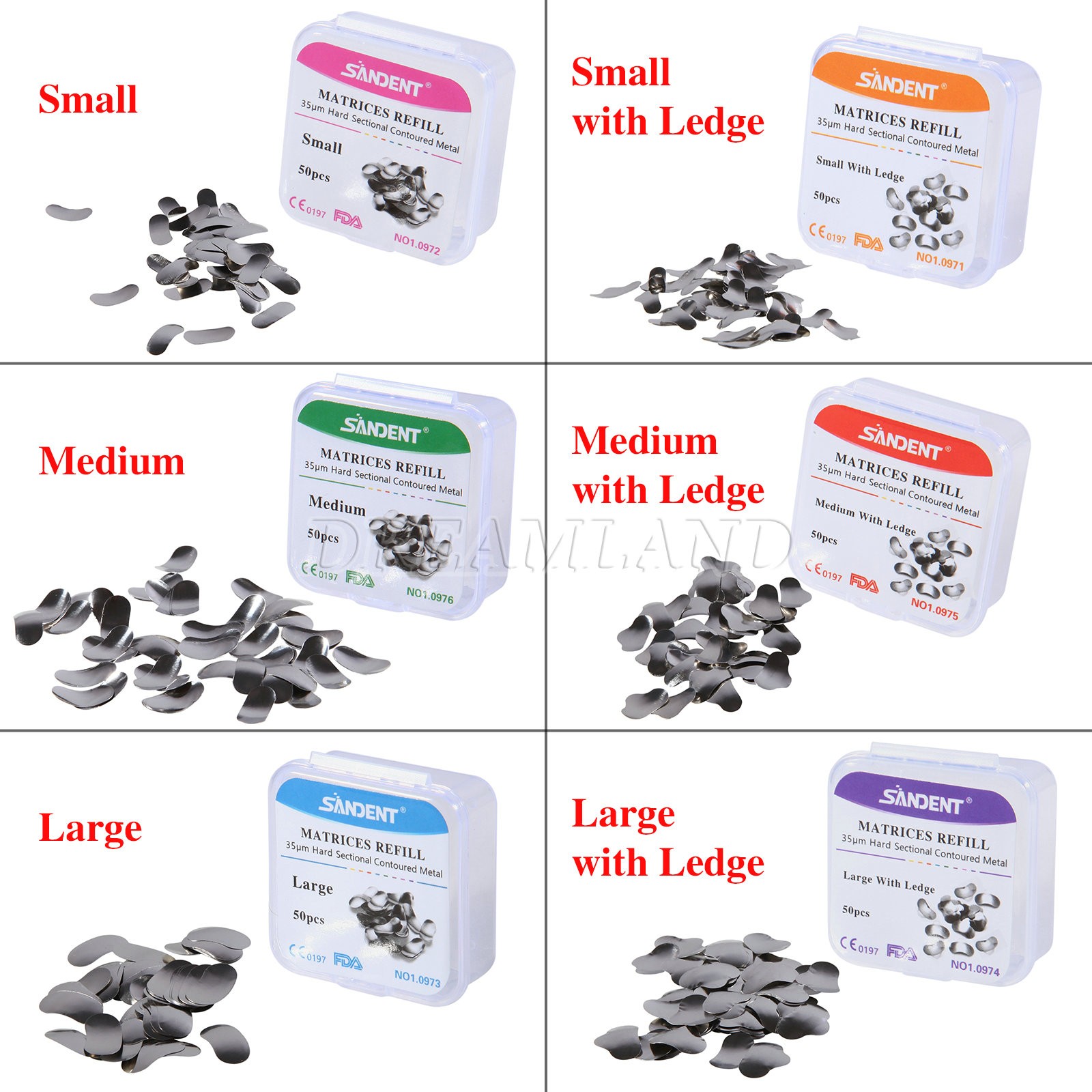 100 Pcs Dental Sectional Contoured Metal Matrices Refill Matrix Band Ledge 35um