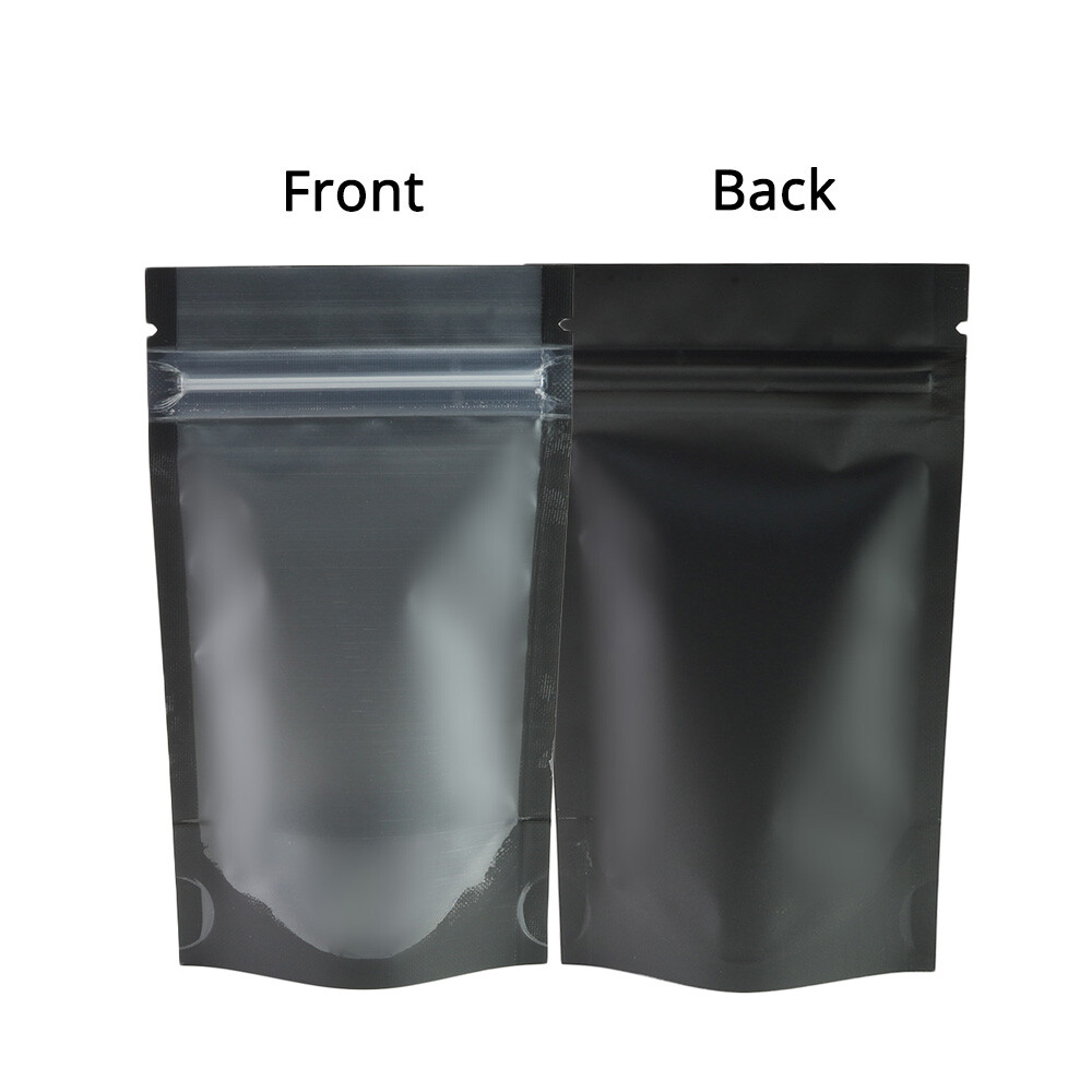 Mult-Sizes Matte Clear Front Black Inside&Back Mylar Stand up Zip Lock Bag M44