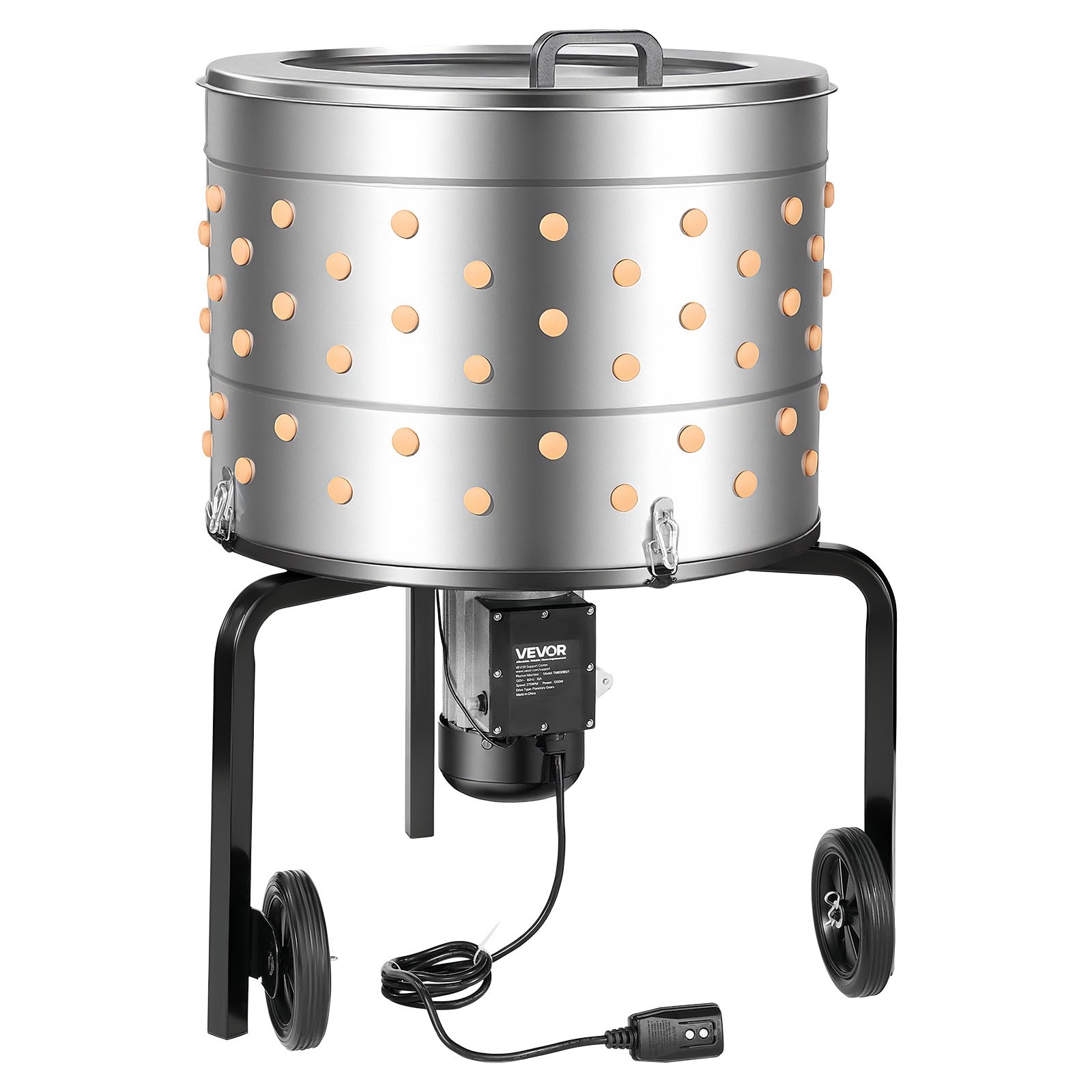 VEVOR 25.6″ Electric Chicken Plucker Machine 1200W & 275RPM 158 Fingers & Wheels