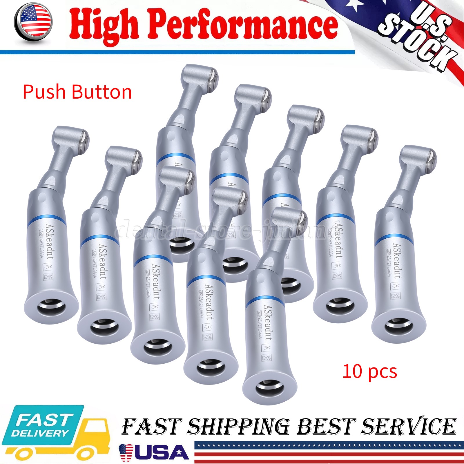 1-10 NSK Type Dental Low Slow Speed Push Button Contra Angle Handpiece E-type AS