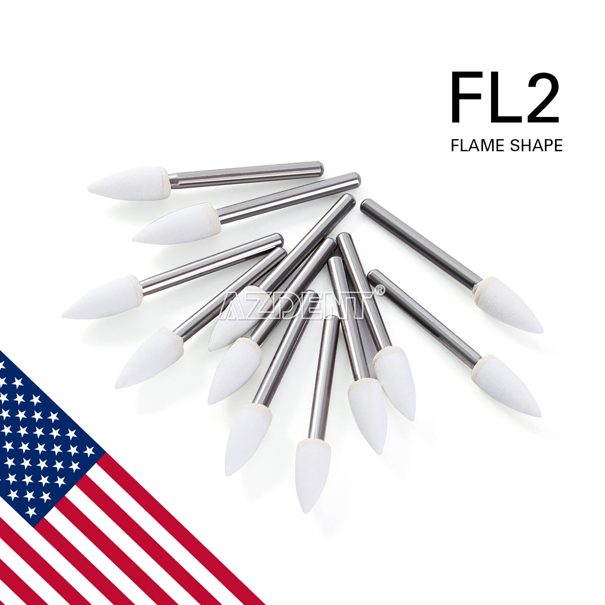 AZDENT Dental Diamond Burs Composite Polishing Burs White Stone for FG/RA/HP