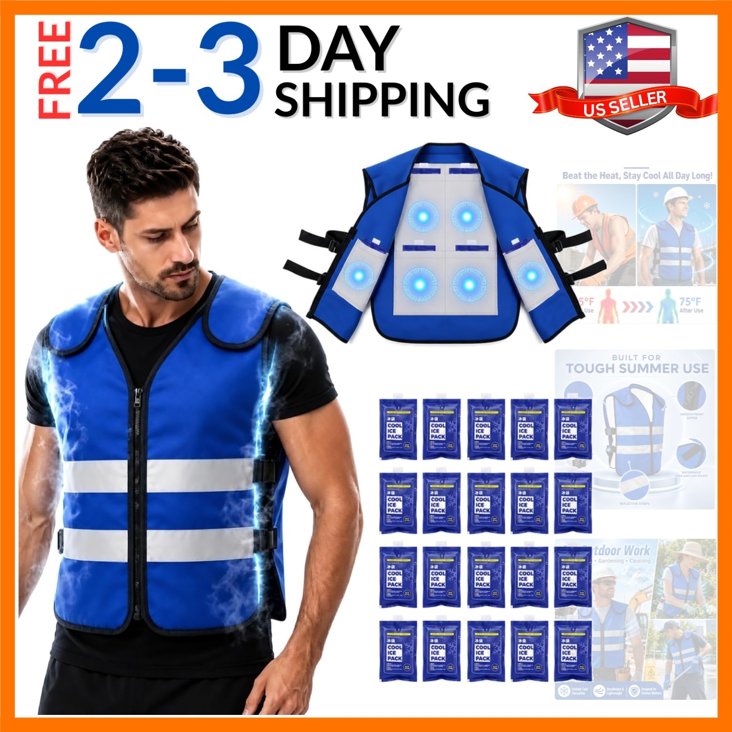 Cooling Vest for Men Women, Ice Vest with 20 Reusable Gel Ice Packs, High Vis…