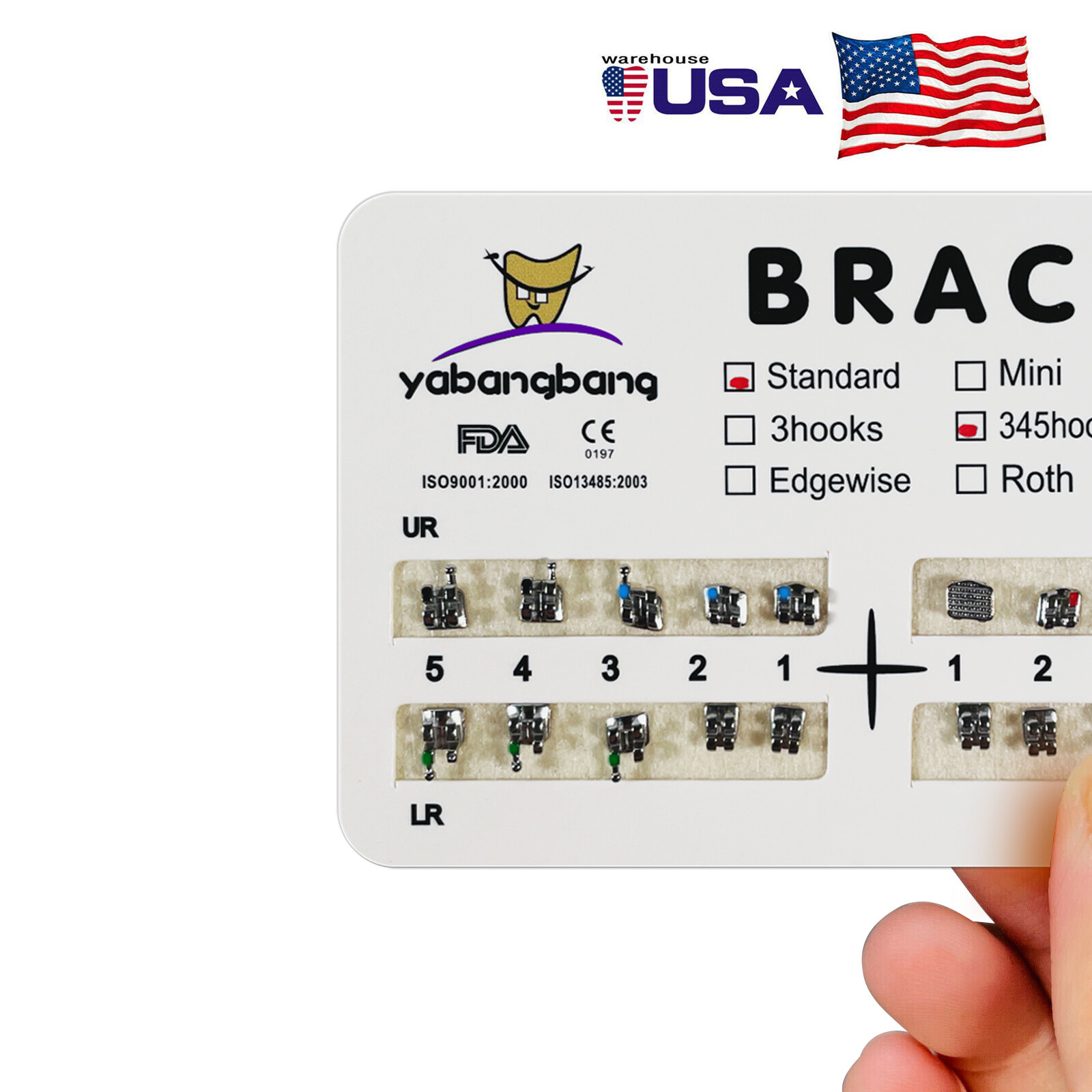 10x SANDENT Dental Orthodontics Brackets Brace Standard MBT 0.022″ Hooks 3-4-5