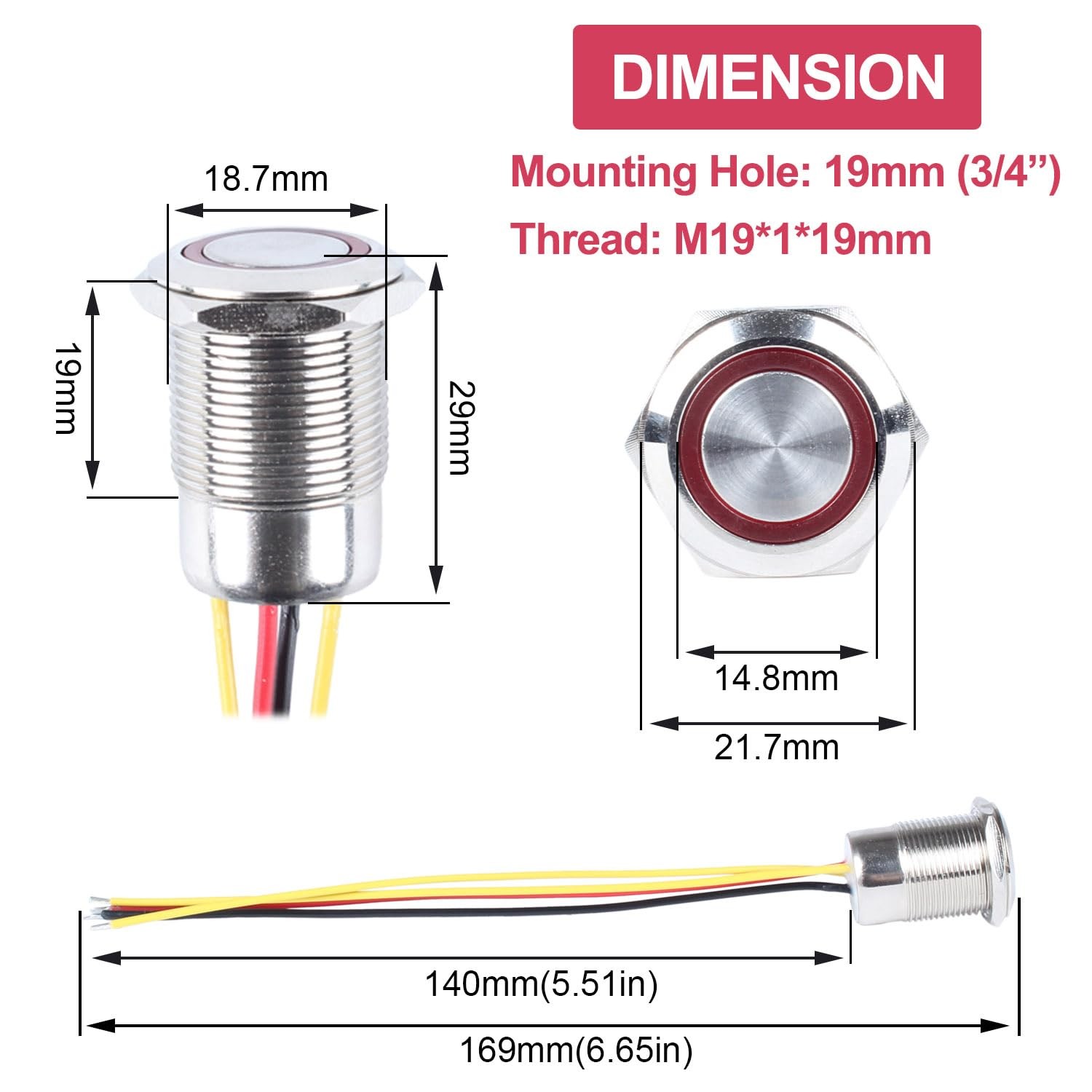 Waterproof IP67 Metal Latching Push Button Switch Heavy Duty 10Amp 12V 24V ON