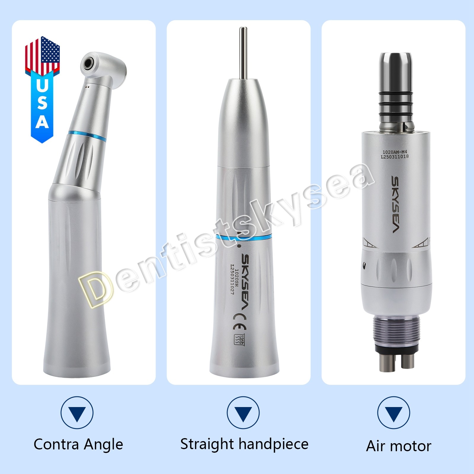 Dental E-generator LED Turbine/ High Speed/Slow Low Speed Handpiece Kit 4Holes