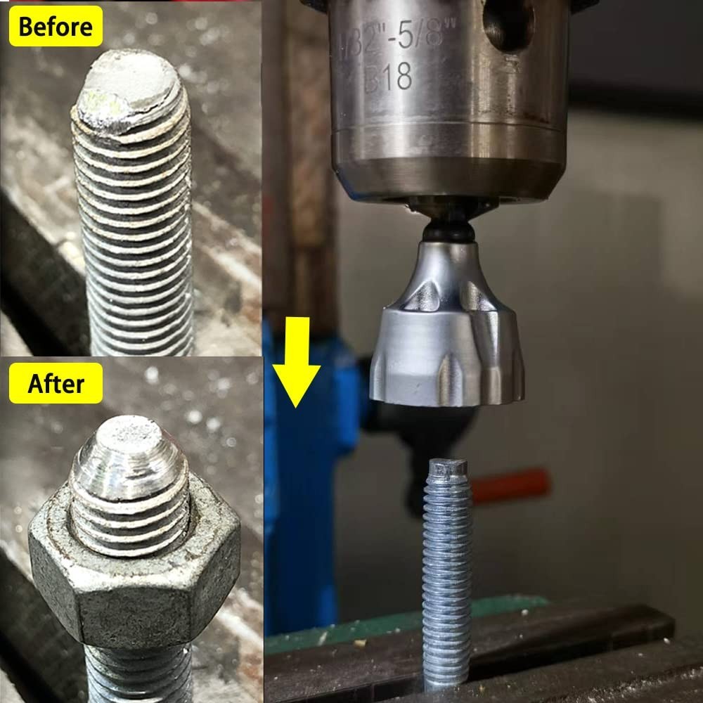 Hex Shank Deburring Chamfer Tool for Efficient Bolt & Thread Repairs 1/8″-3/4″