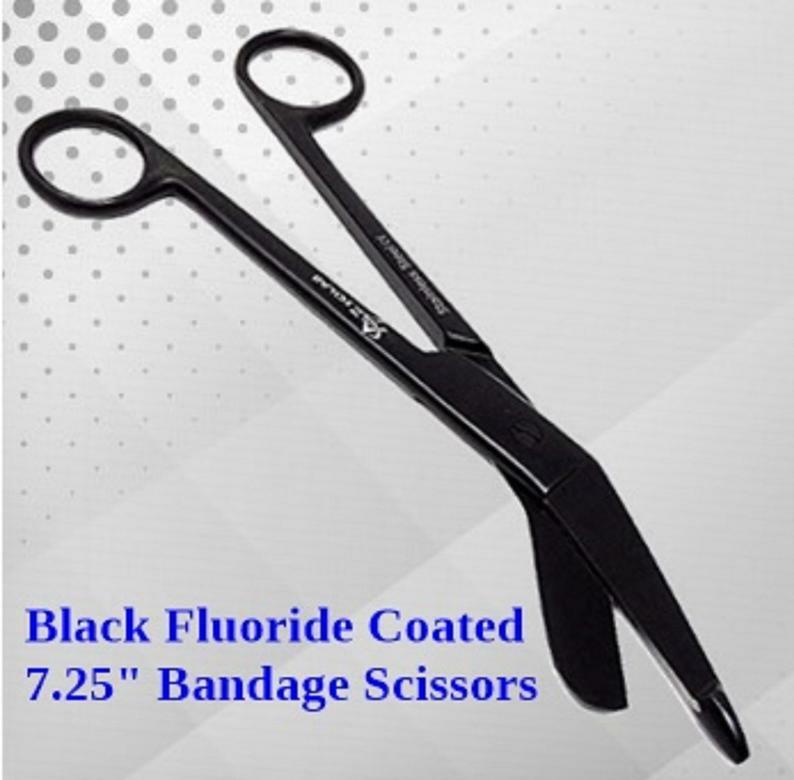 NEW GERMAN 1 Lister Bandage Nurse Scissors – 7.25″ Black Fluoride Coated Color