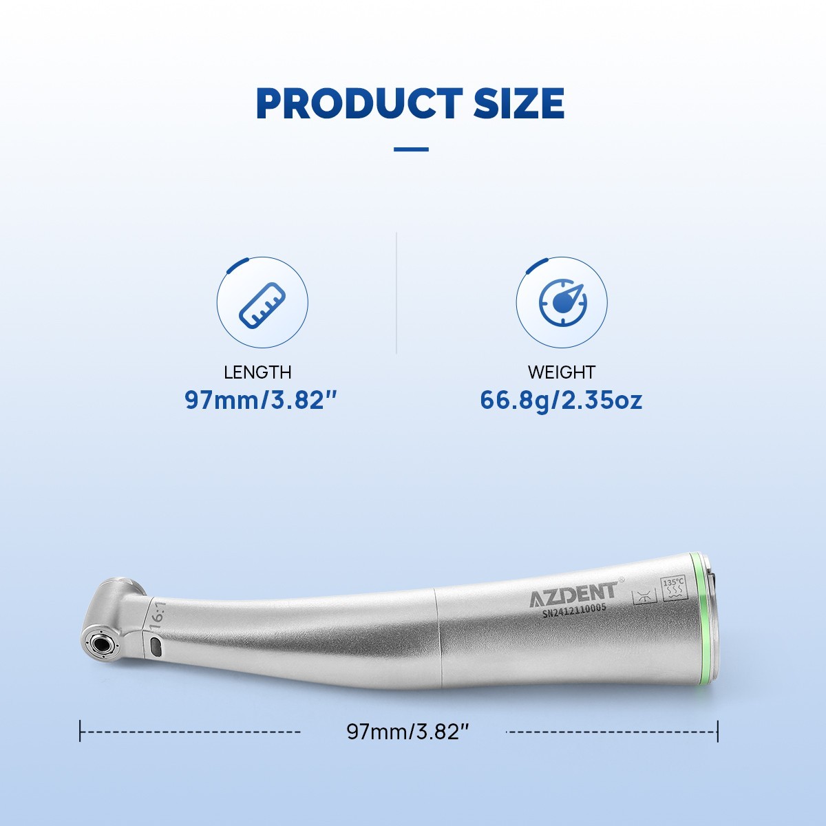 Pieza de mano contrángulo 16:1 de fibra óptica dental canal interno AZDENT