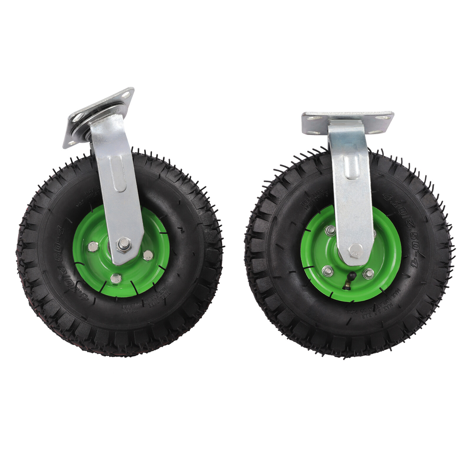 Heavy Duty 10 inch Caster Wheels 4 Pack Rubber Swivel Caster Inflatable Wheels