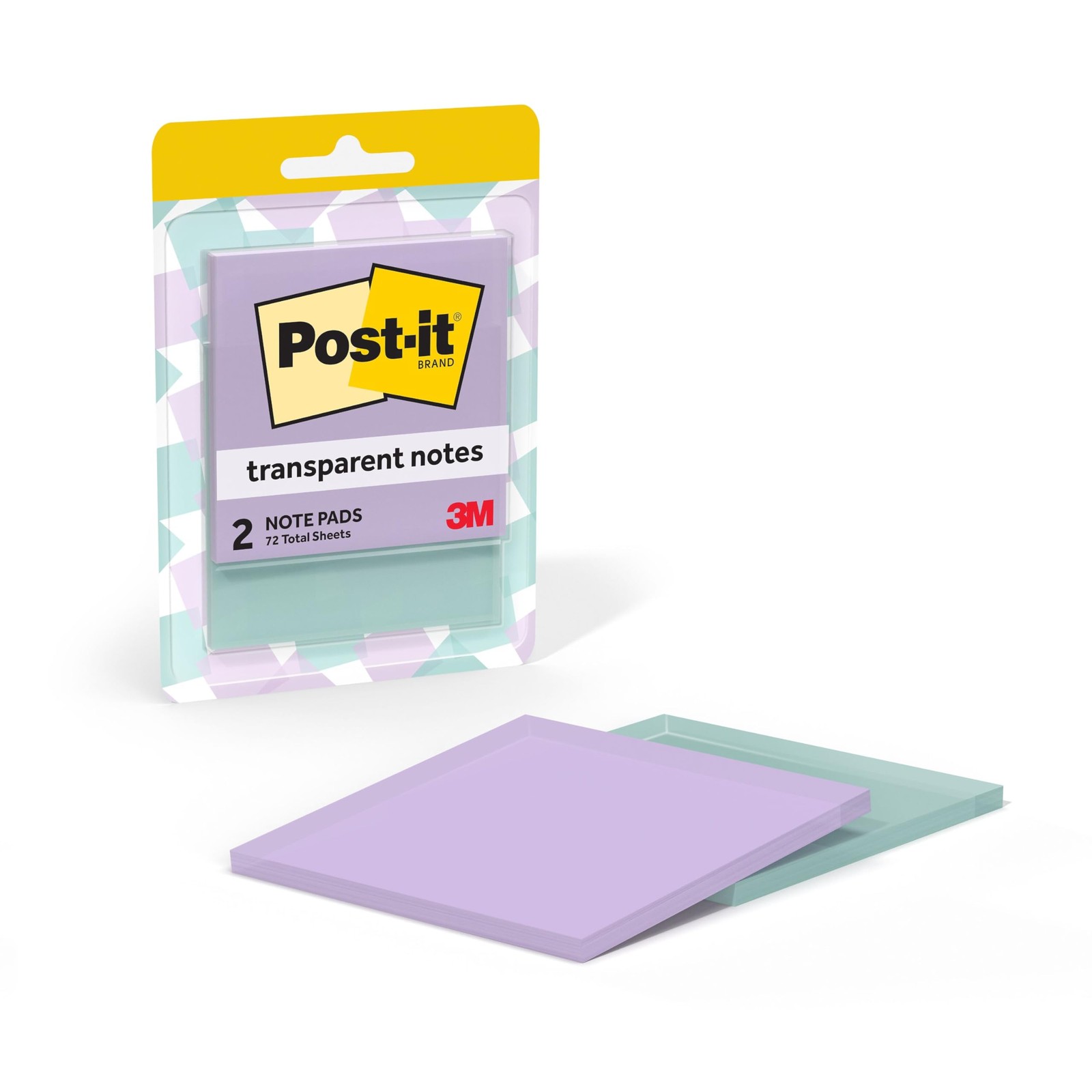 Post-it Transparent Notes, 2.8 in. x in., Pastel 2.9″ x 2.9″,