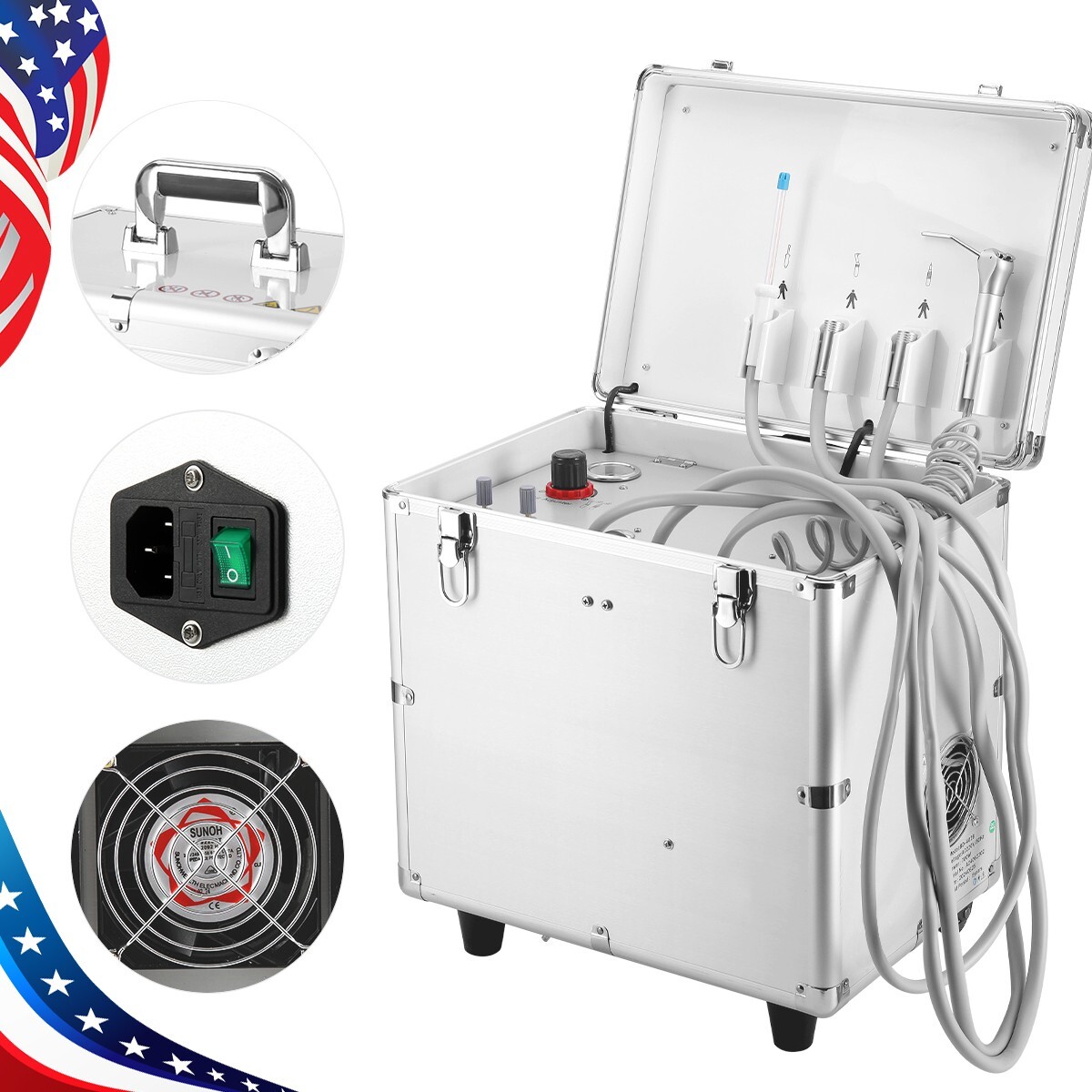 Portable Dental Delivery Unit Treatment Syringe Suction Turbine Air Compressor