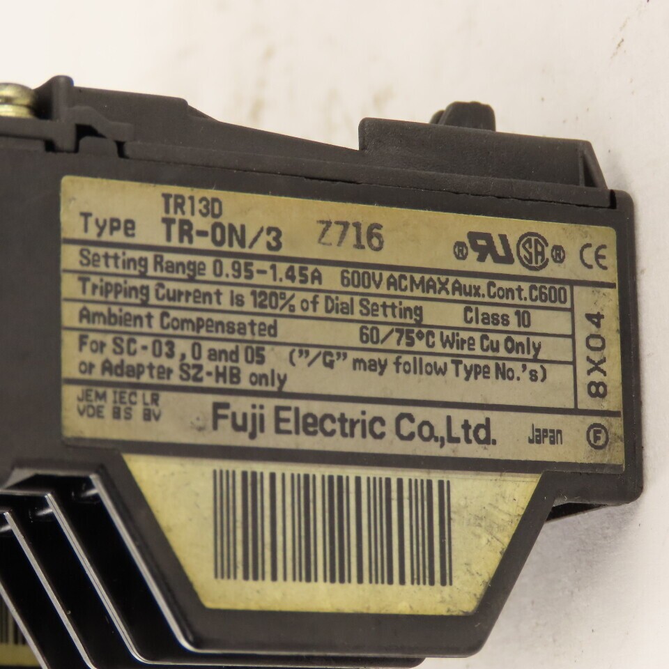 Fuji TR-0N/3 Overload Relay Mixed Trip Range 2.2-3.4A, 0.95-1.45A, 5-8A Lot Of 3