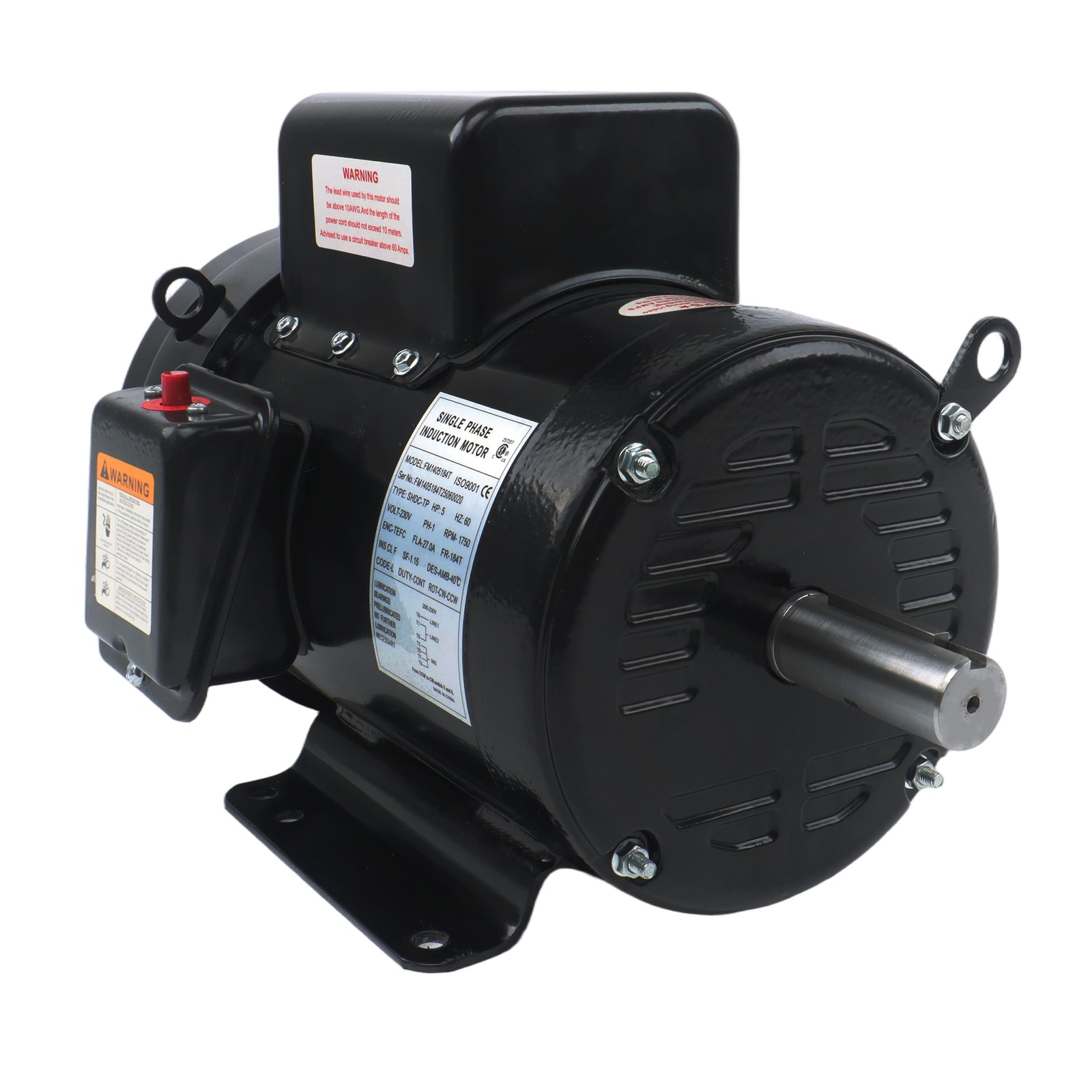 1800 RPM 5HP Farm Duty Motor Single Phase TEFC 184T 208/230V 4-Pole 60Hz